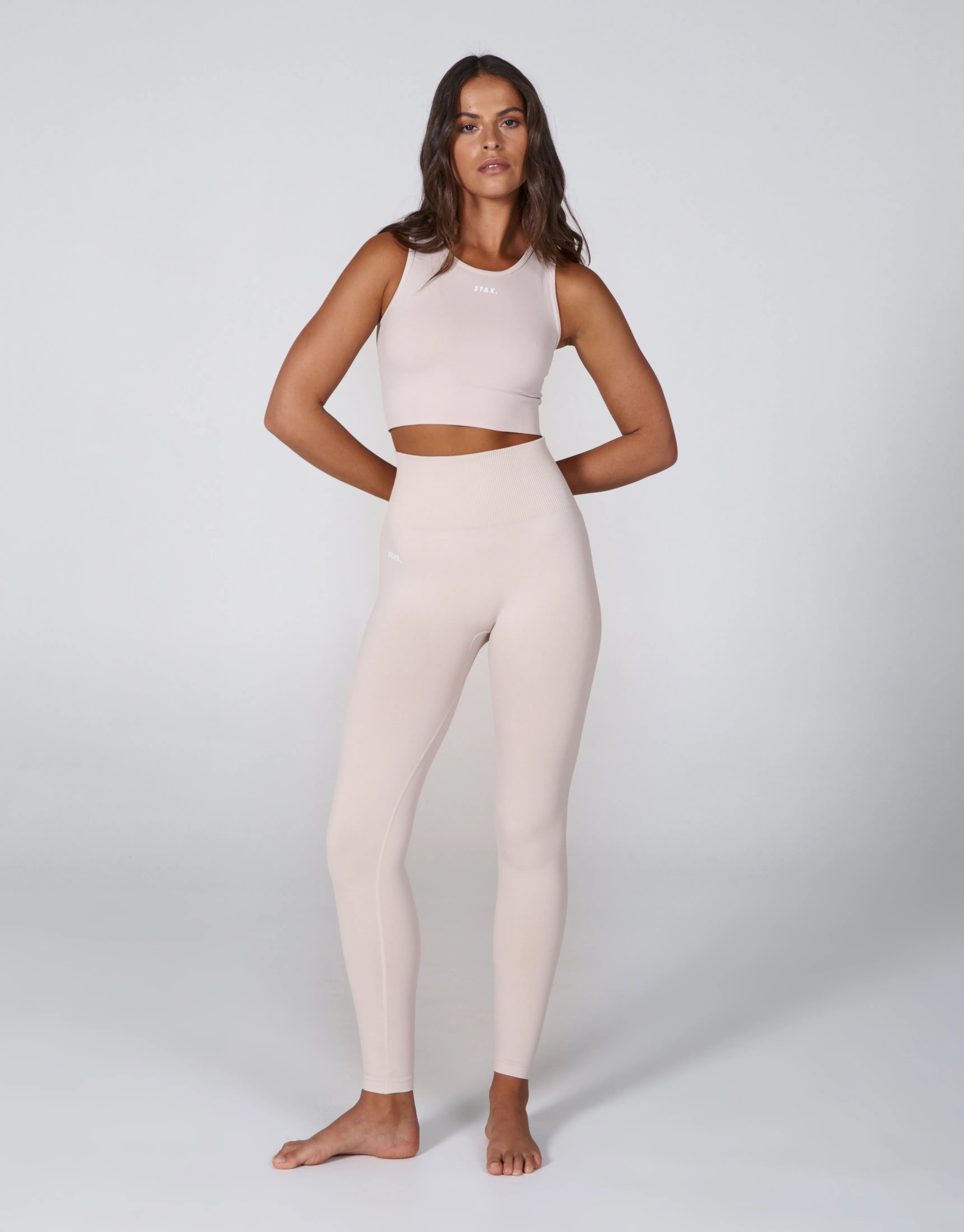 Premium Seamless Favourites Cropped Singlet - Bone