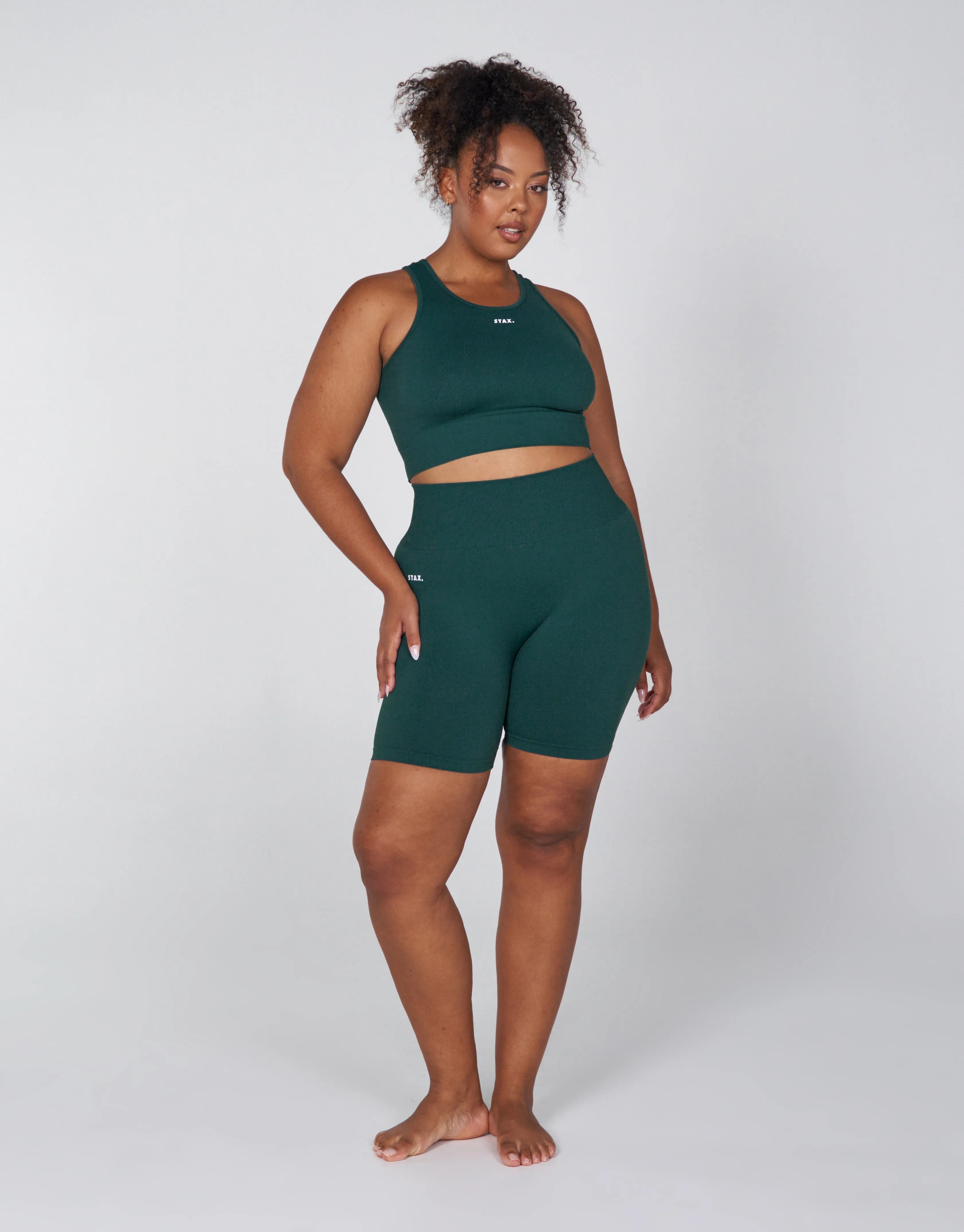 Premium Seamless Favourites Cropped Singlet - Pine