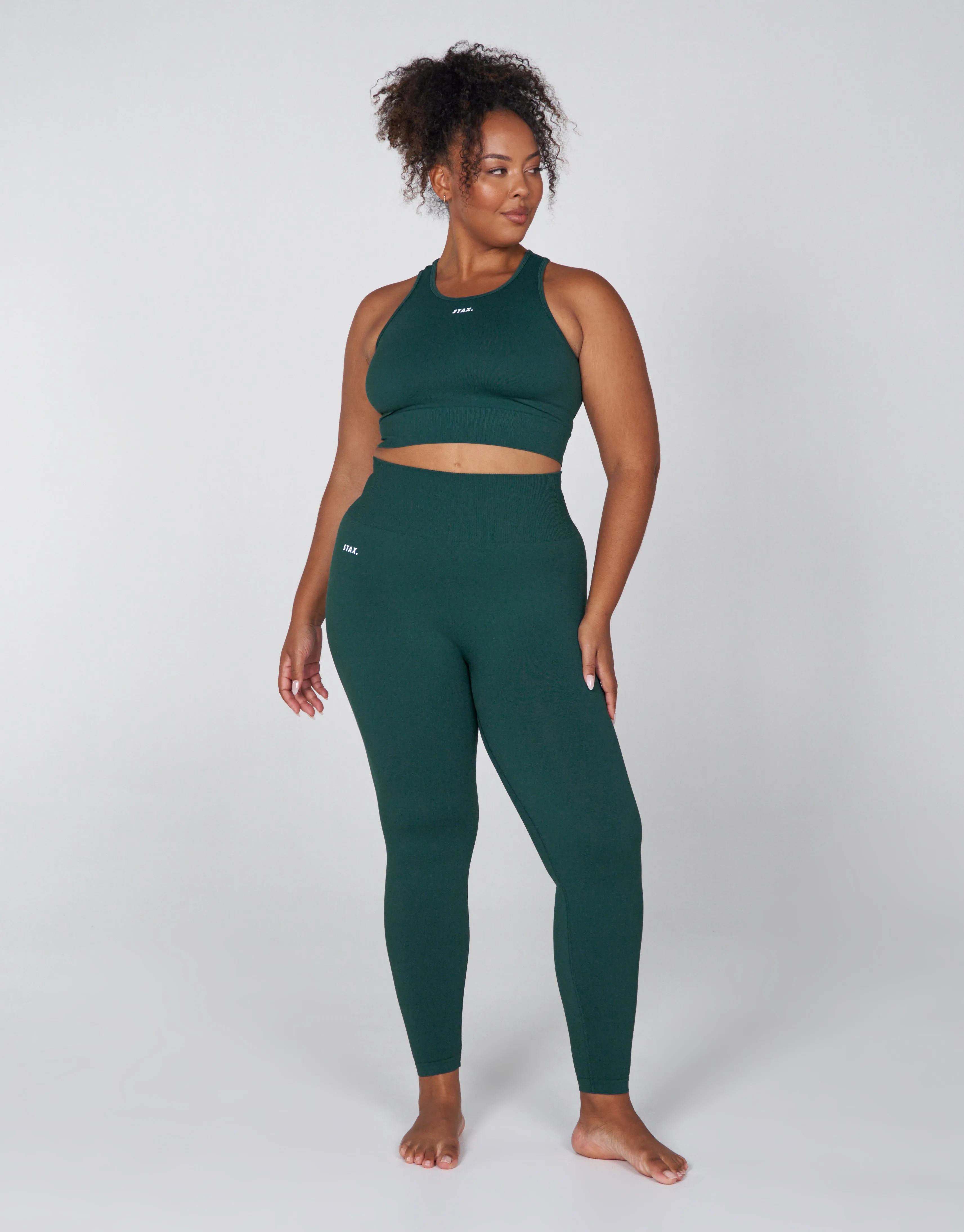 Premium Seamless Favourites Cropped Singlet - Pine