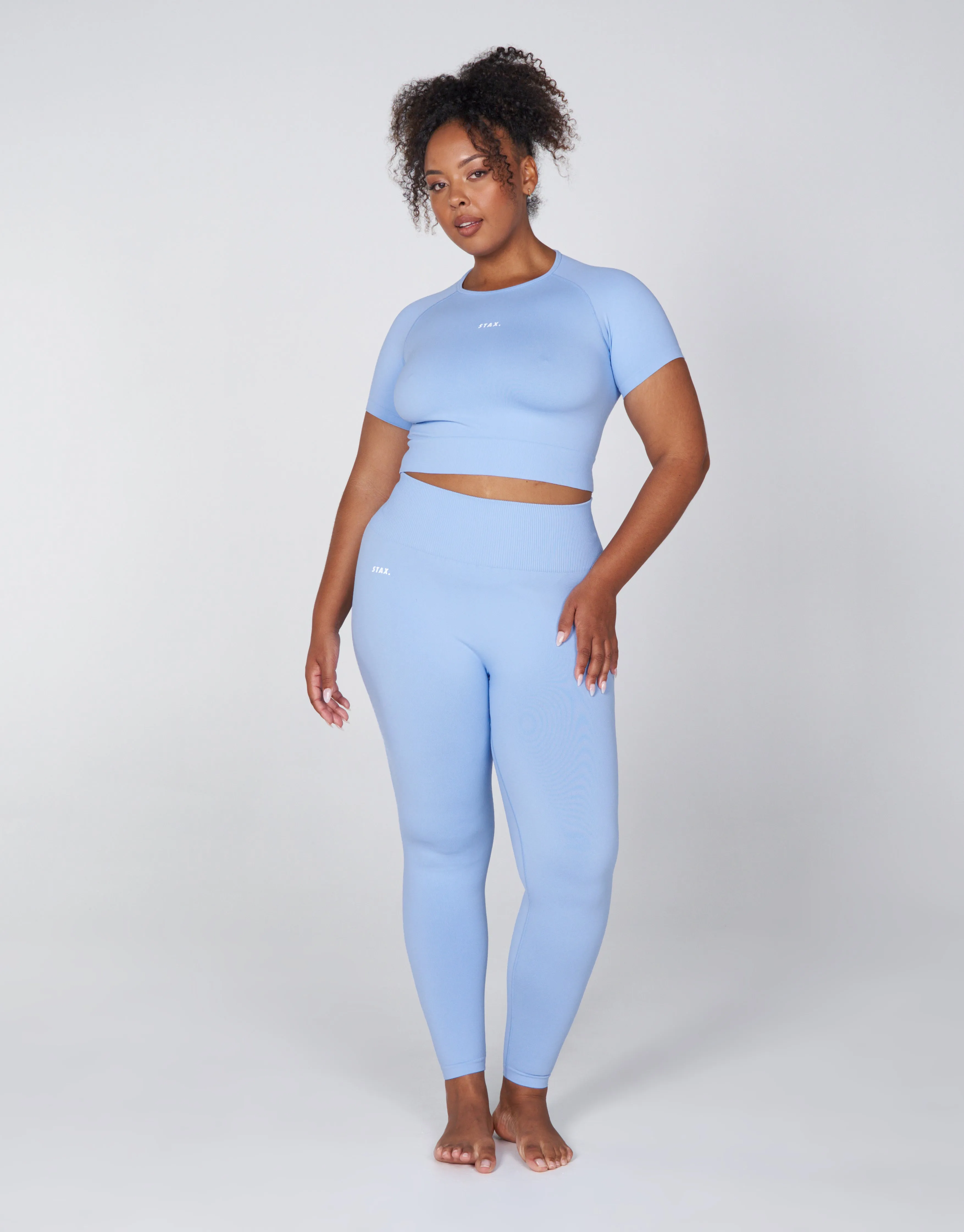 Premium Seamless Favourites Cropped Tee - Baby Blue