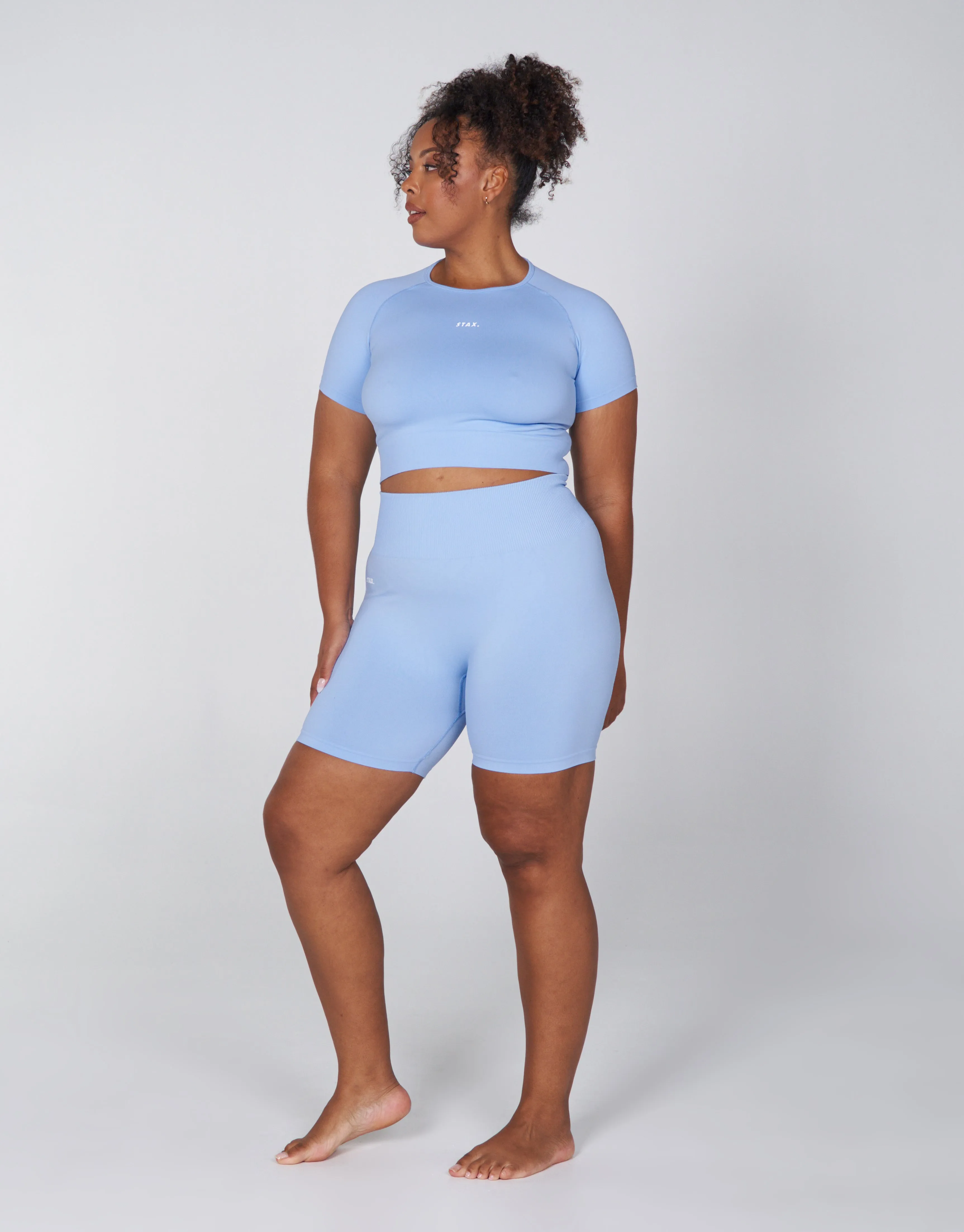 Premium Seamless Favourites Cropped Tee - Baby Blue