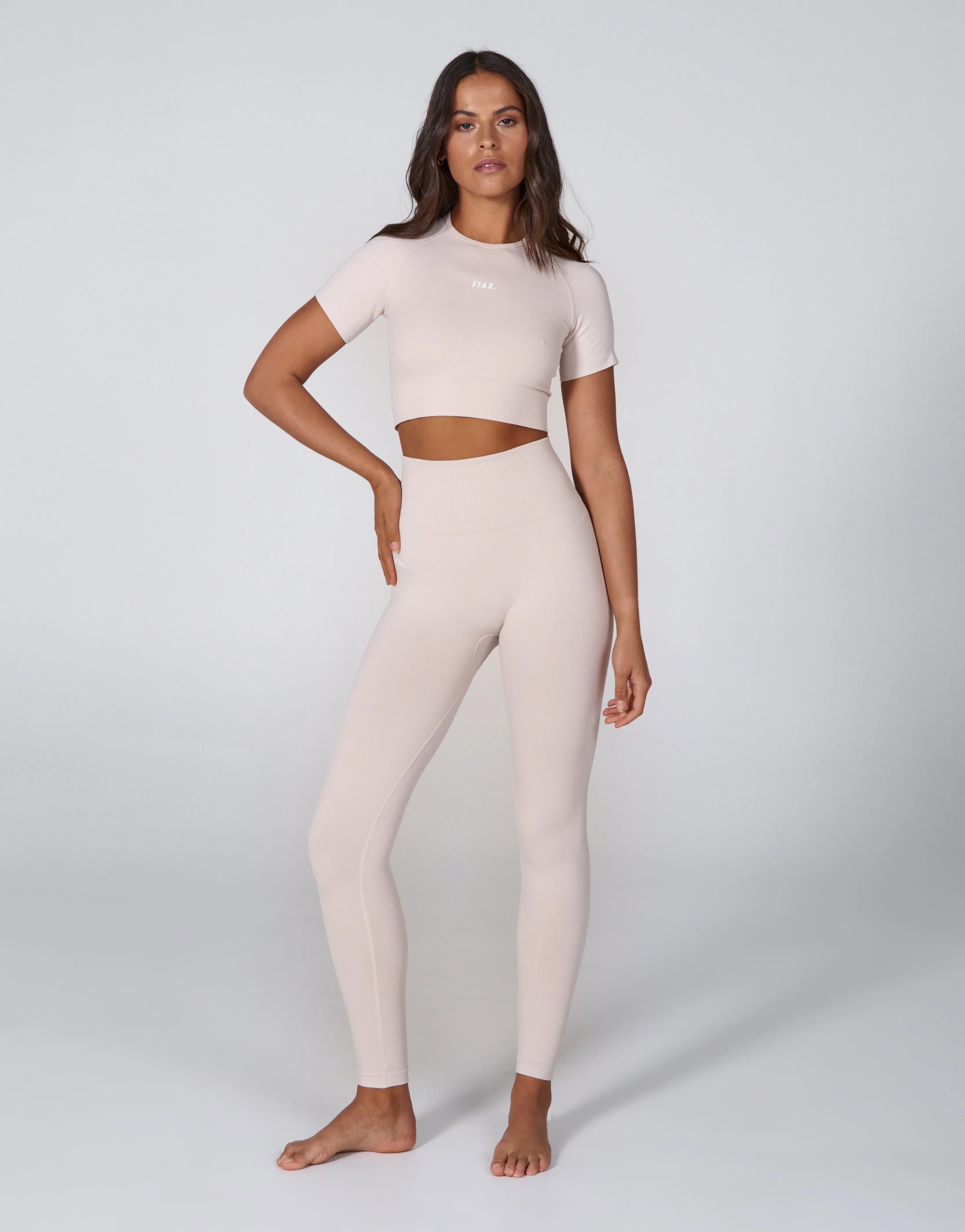 Premium Seamless Favourites Cropped Tee - Bone