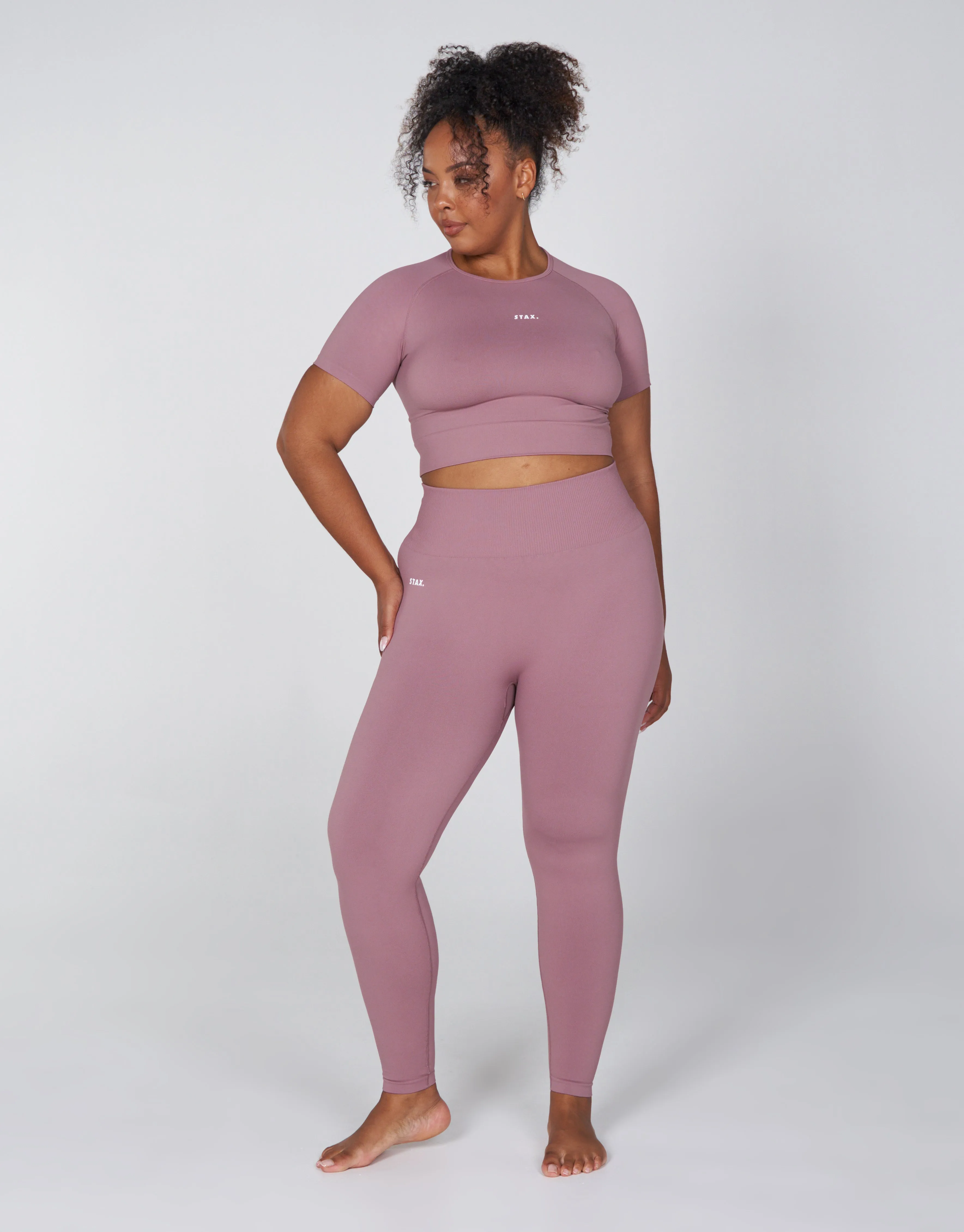 Premium Seamless Favourites Cropped Tee - Dusty Rose