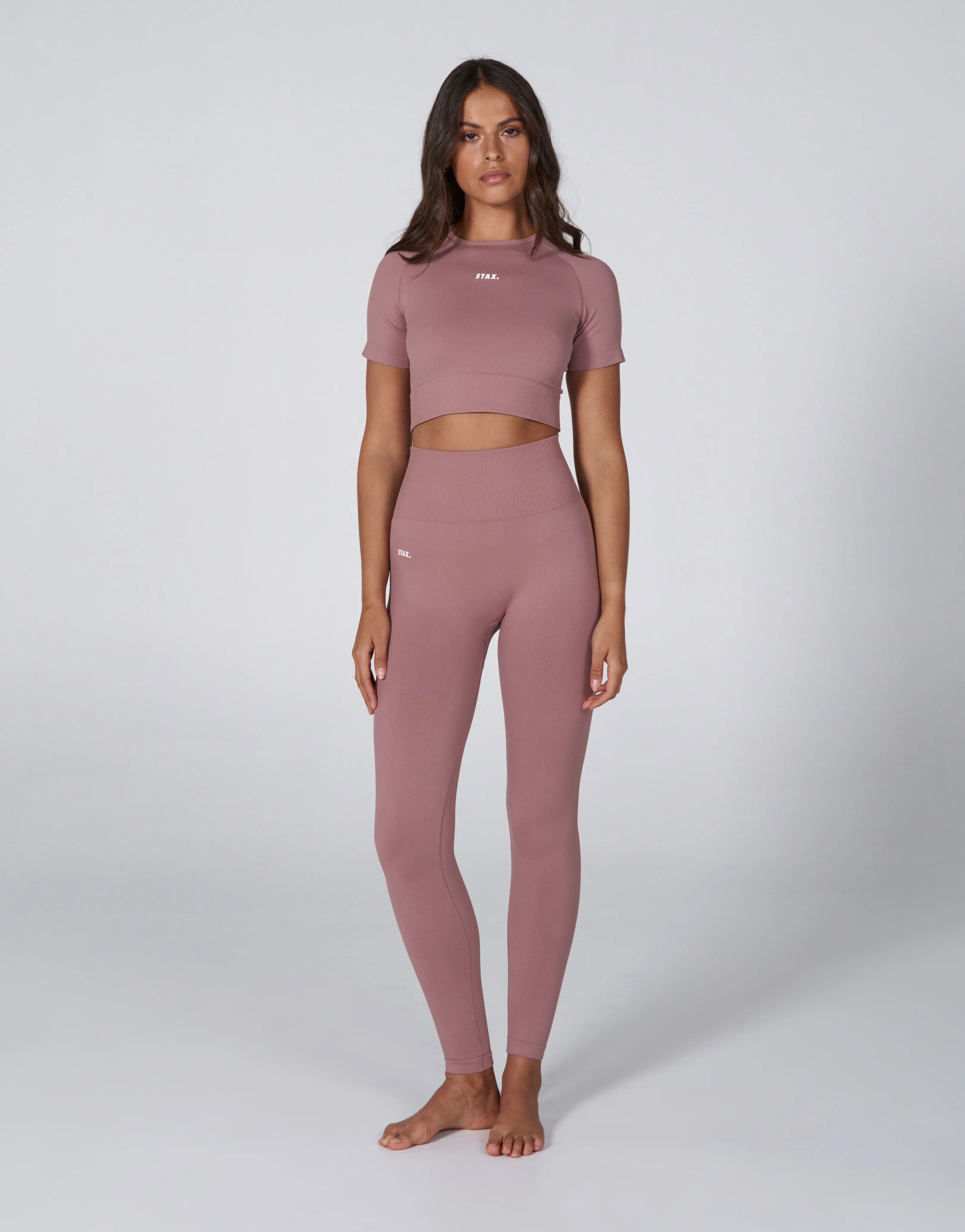 Premium Seamless Favourites Cropped Tee - Dusty Rose