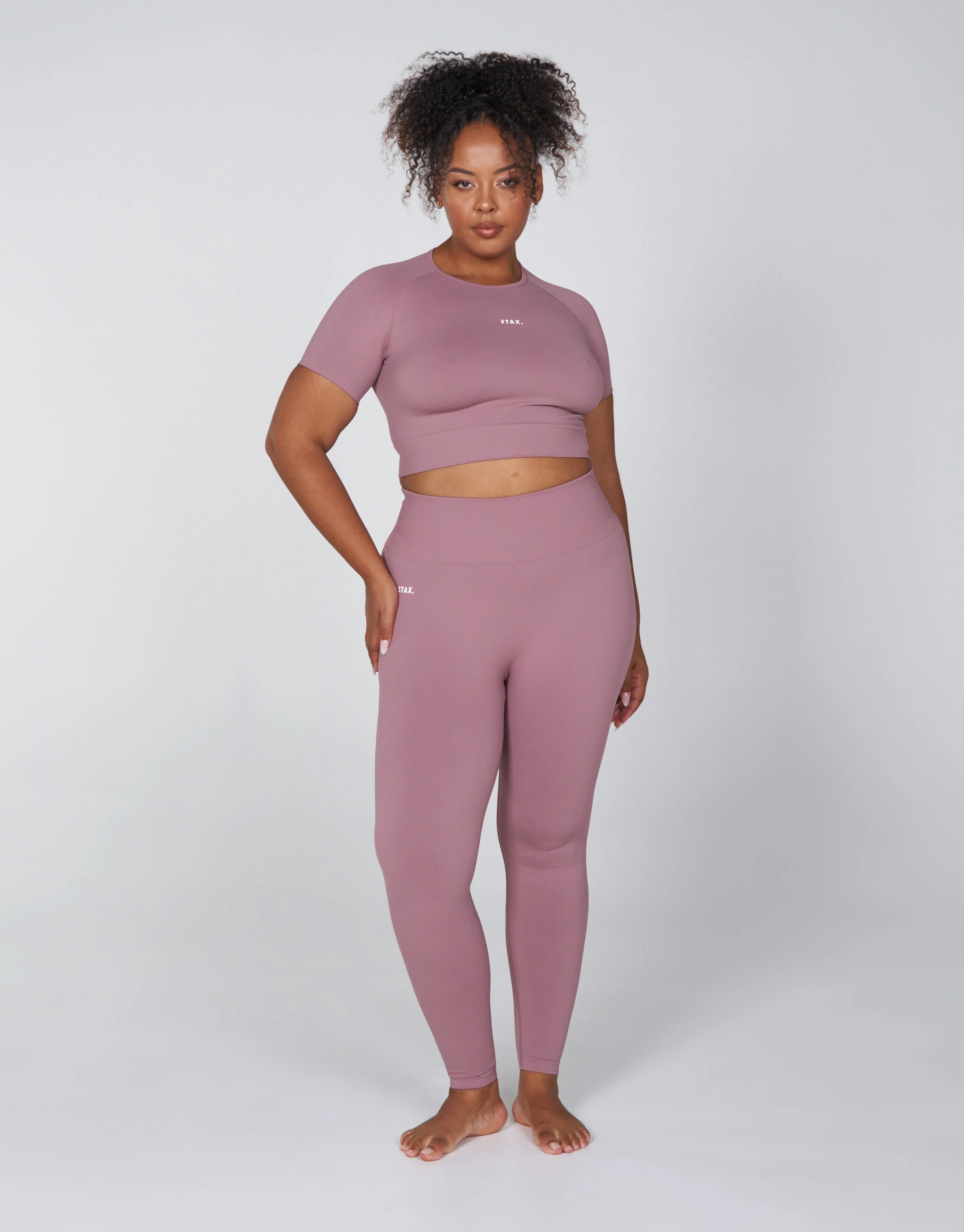 Premium Seamless Favourites Cropped Tee - Dusty Rose