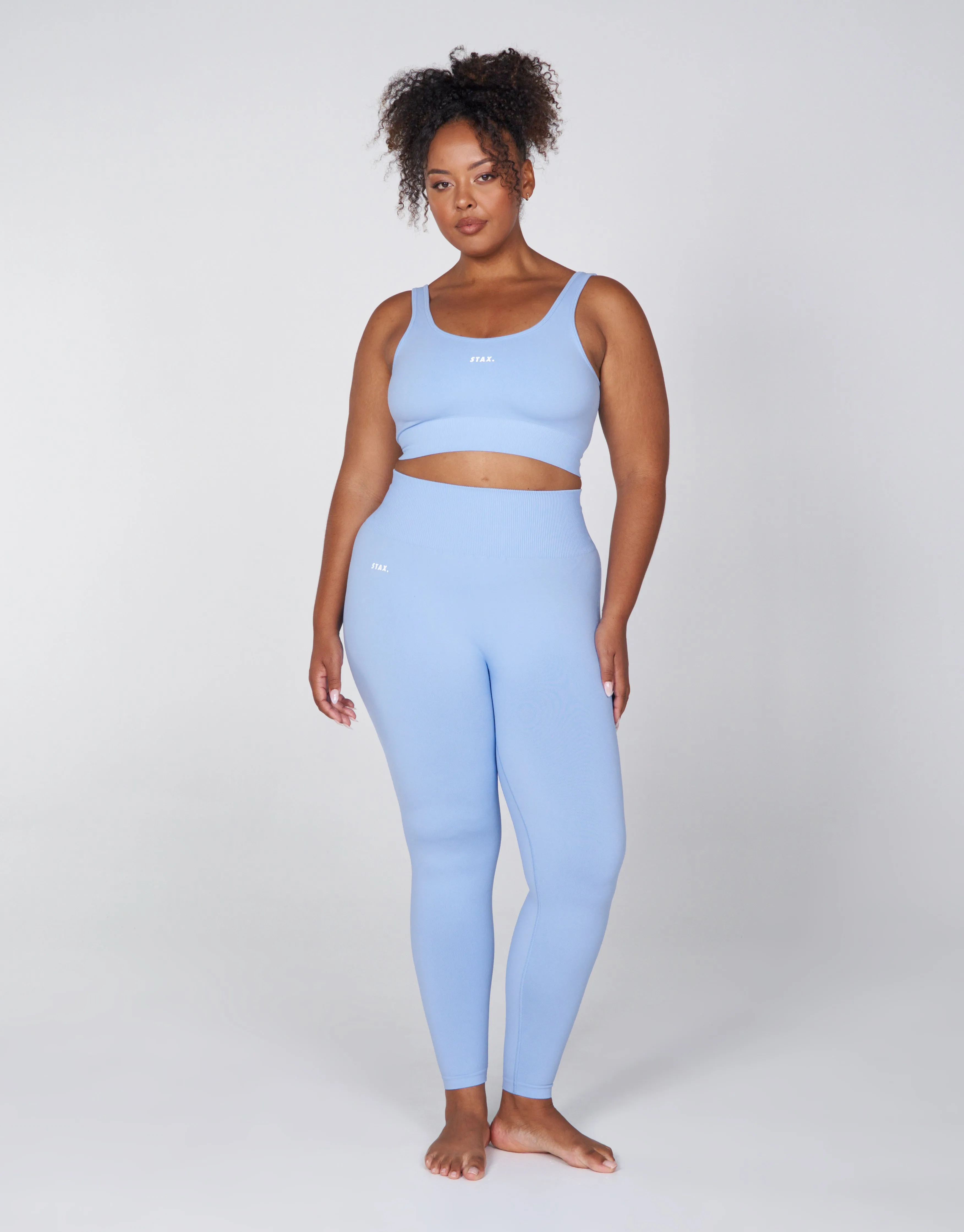 Premium Seamless Favourites Low Back Crop - Baby Blue