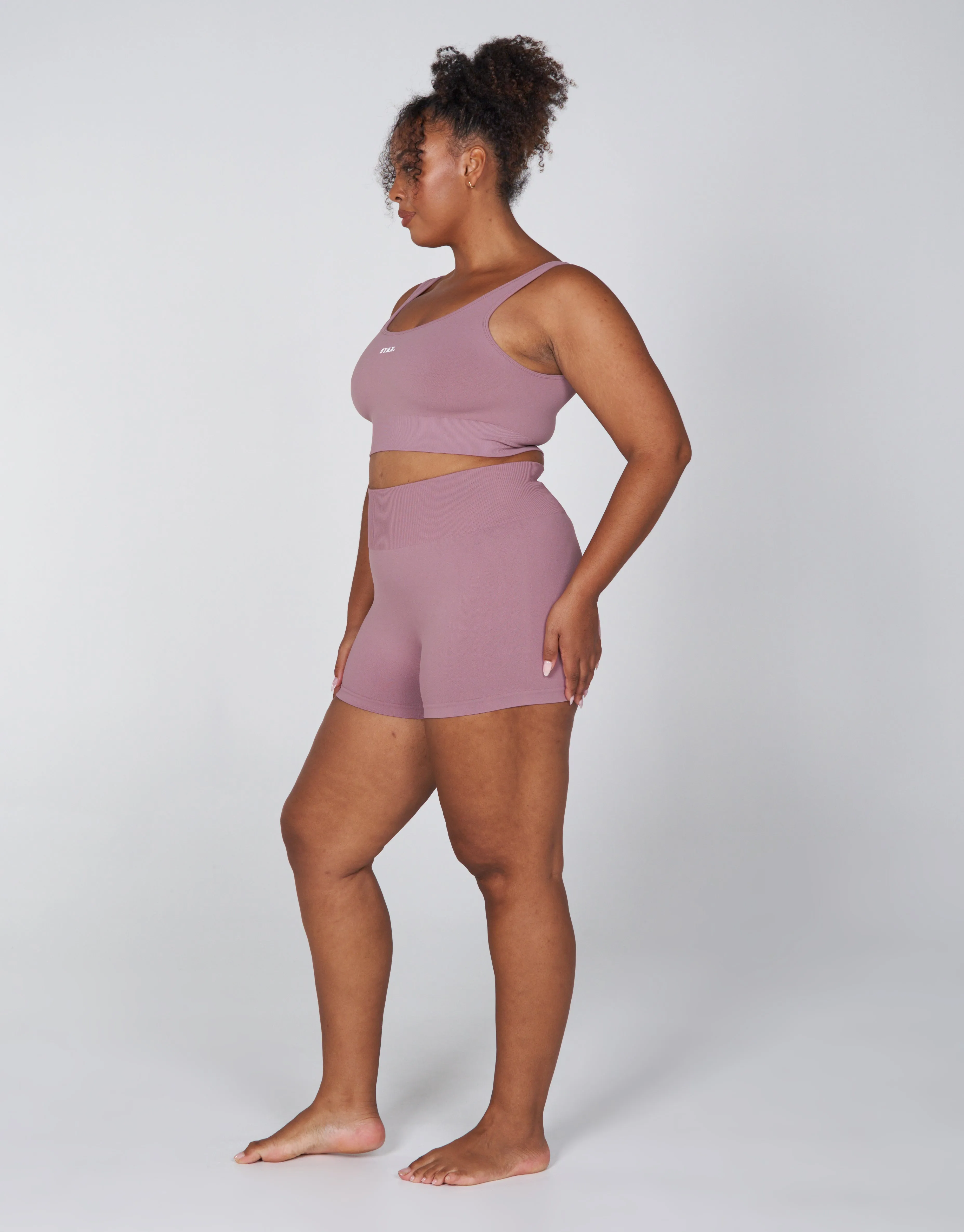 Premium Seamless Favourites Low Back Crop - Dusty Rose