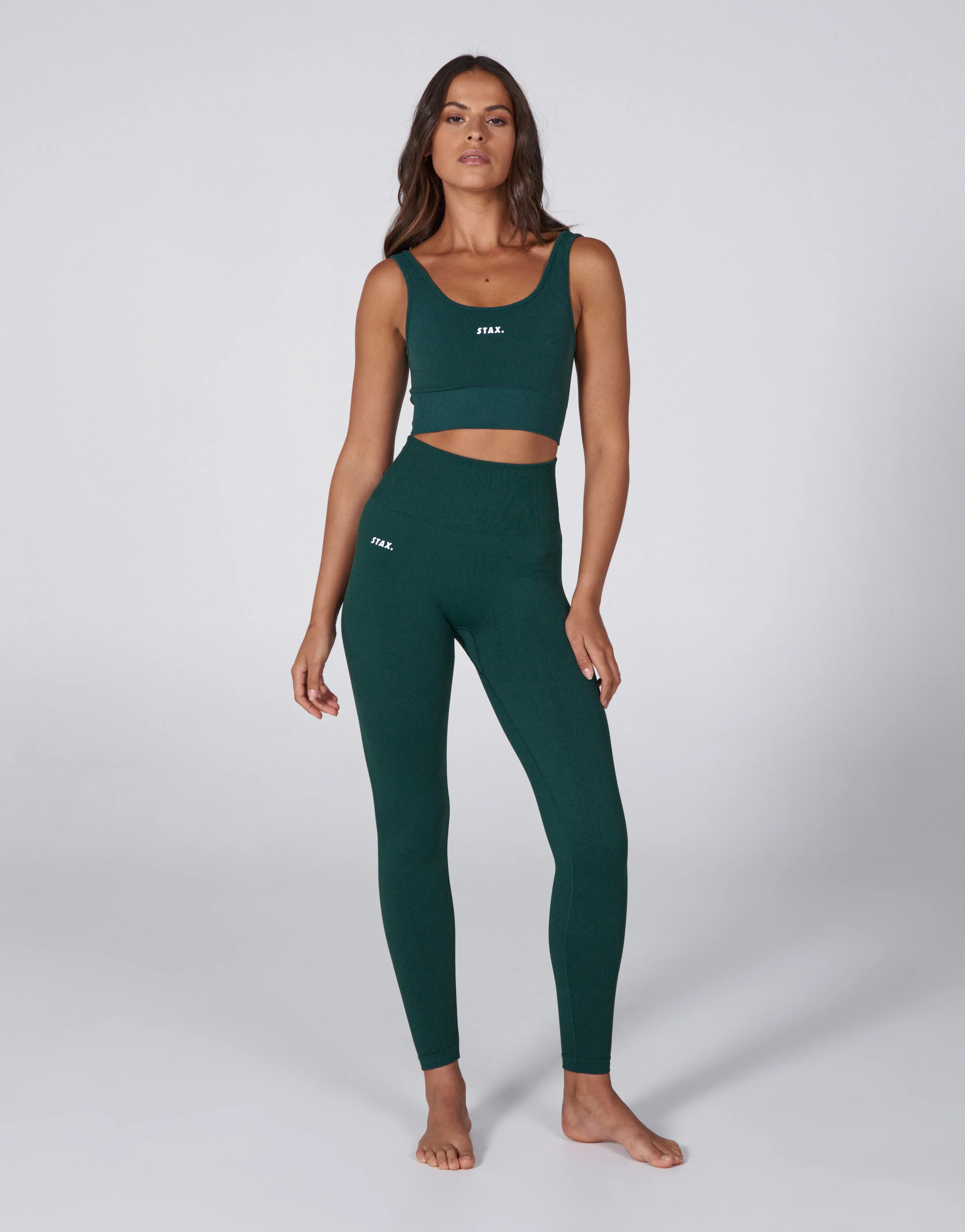 Premium Seamless Favourites Low Back Crop - Pine