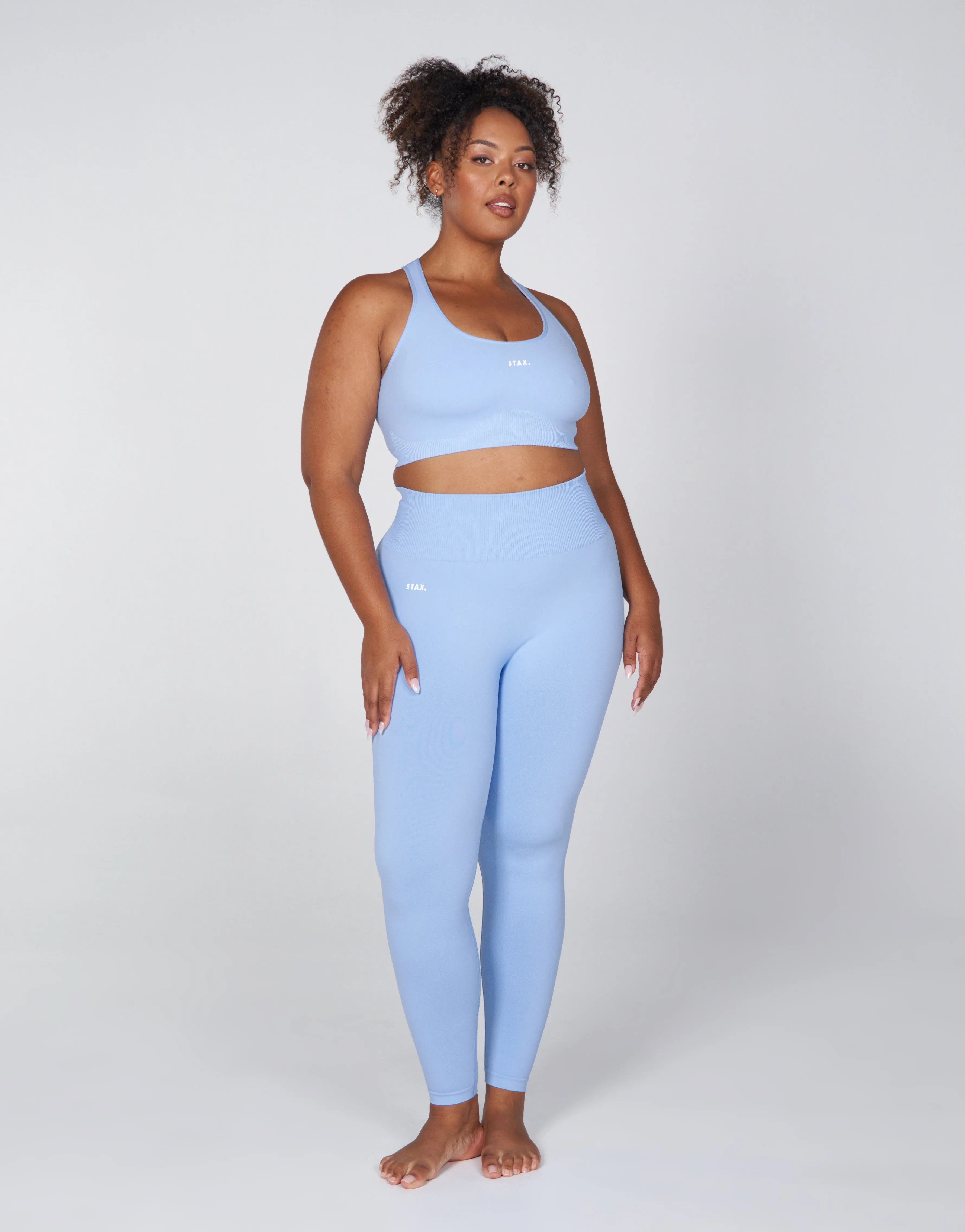 Premium Seamless Favourites Racer Crop - Baby Blue