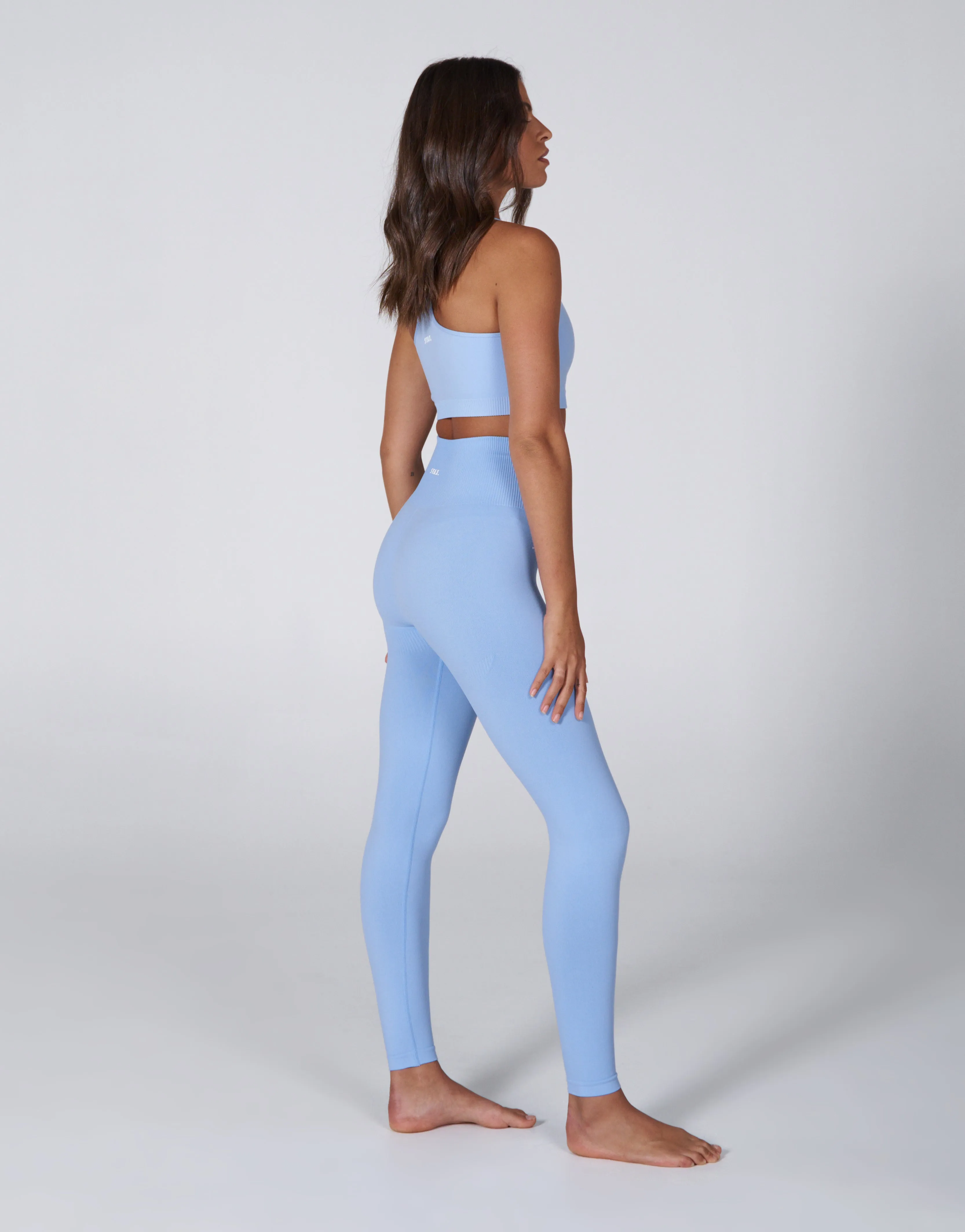 Premium Seamless Favourites Racer Crop - Baby Blue