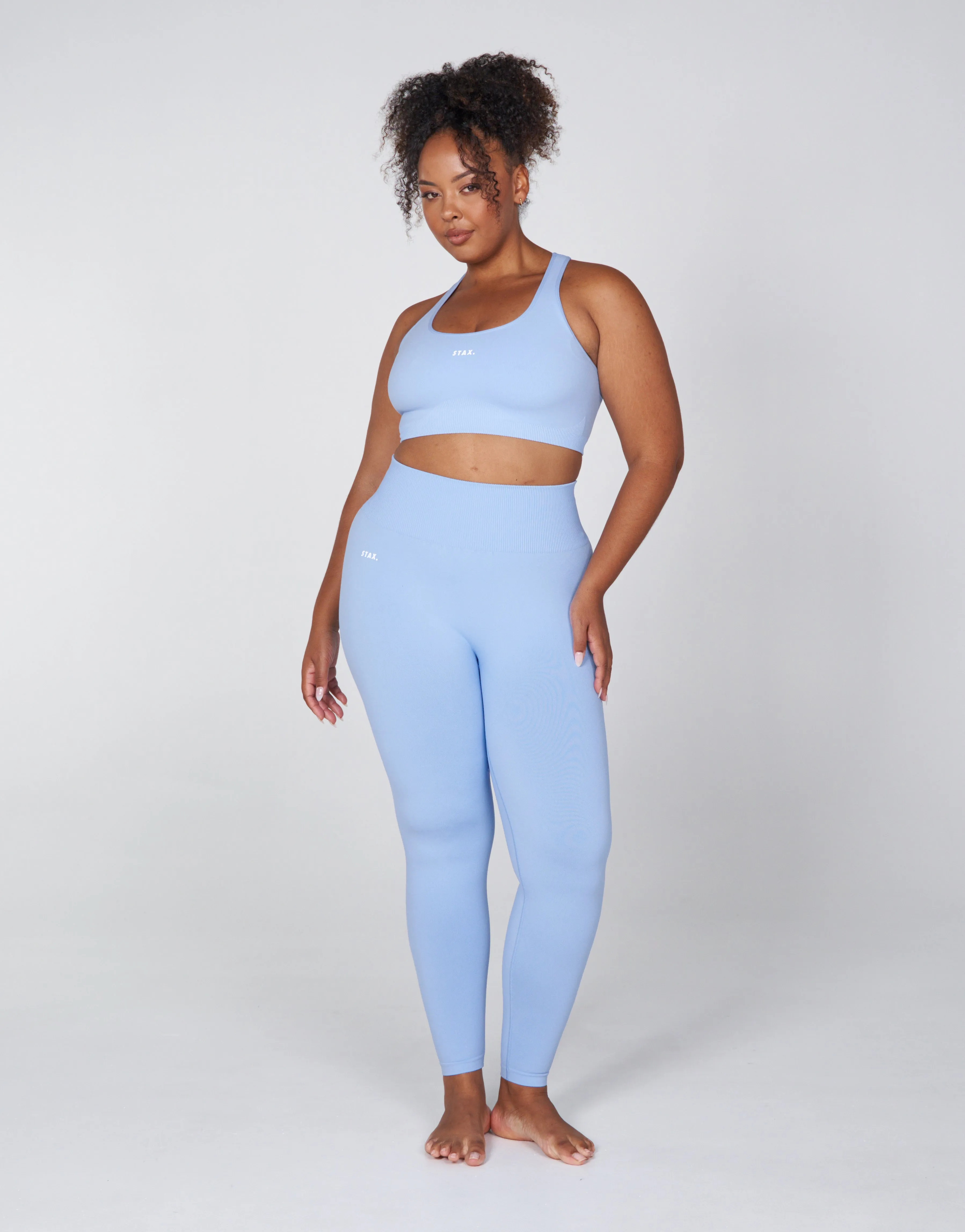 Premium Seamless Favourites Racer Crop - Baby Blue