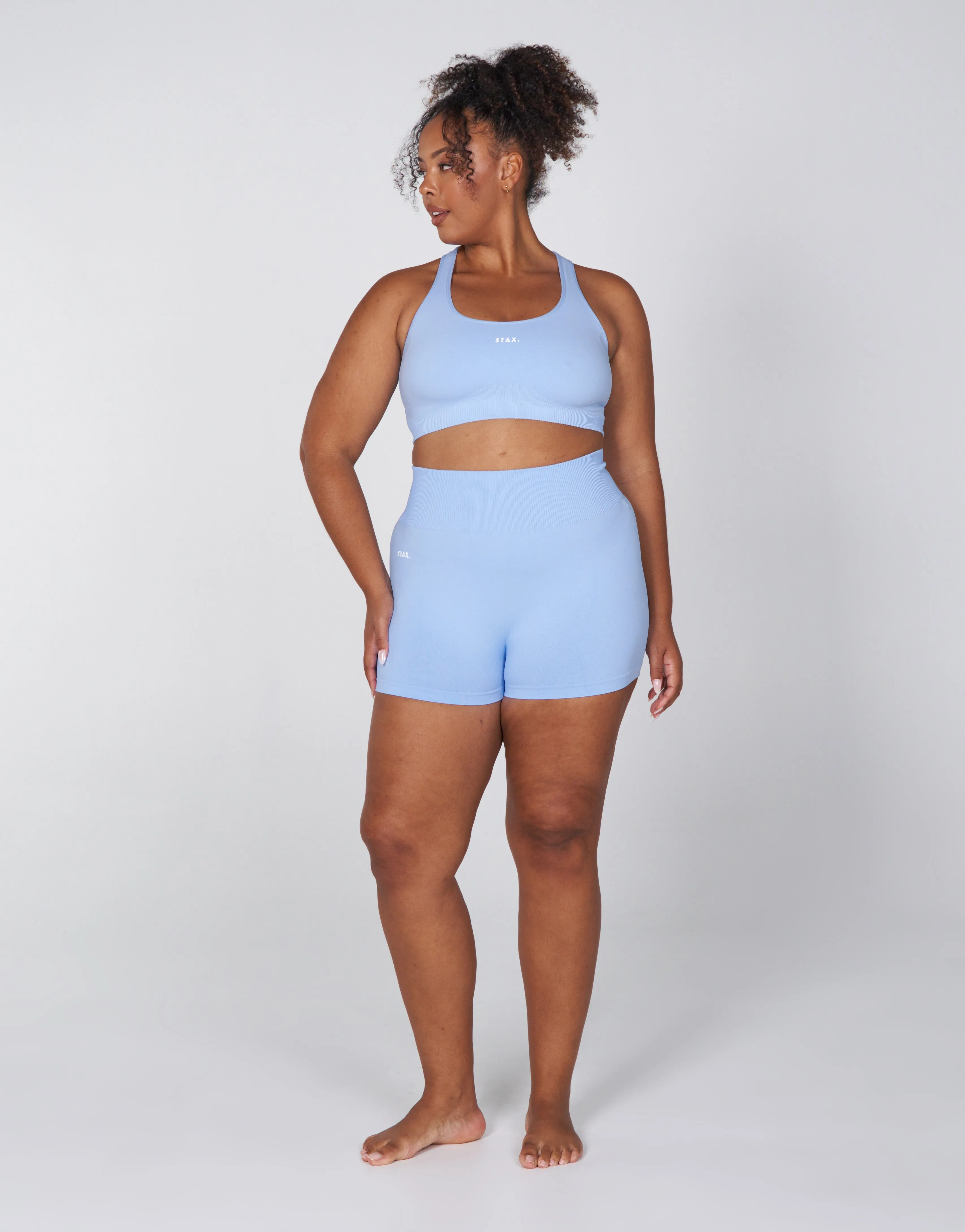 Premium Seamless Favourites Racer Crop - Baby Blue