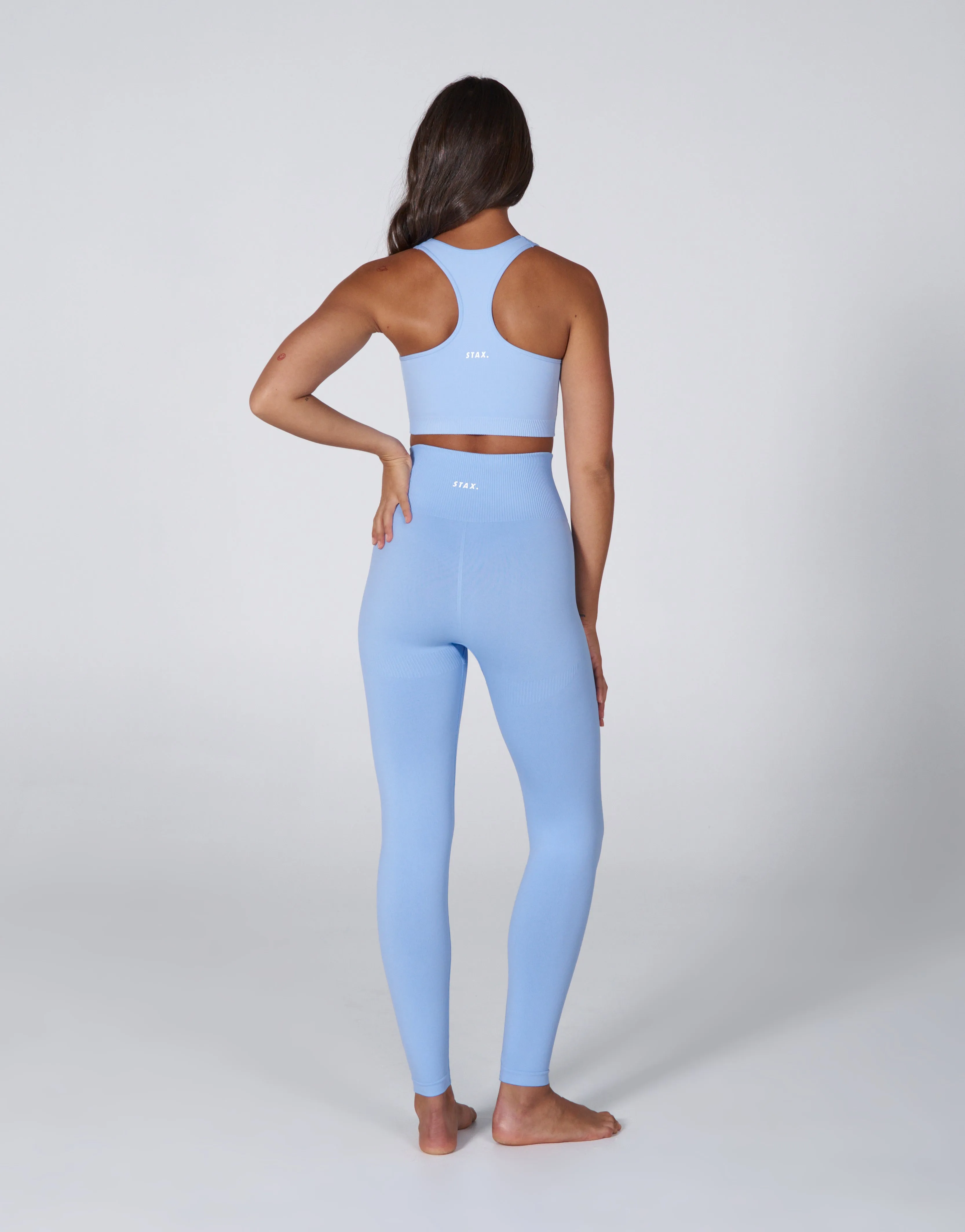 Premium Seamless Favourites Racer Crop - Baby Blue