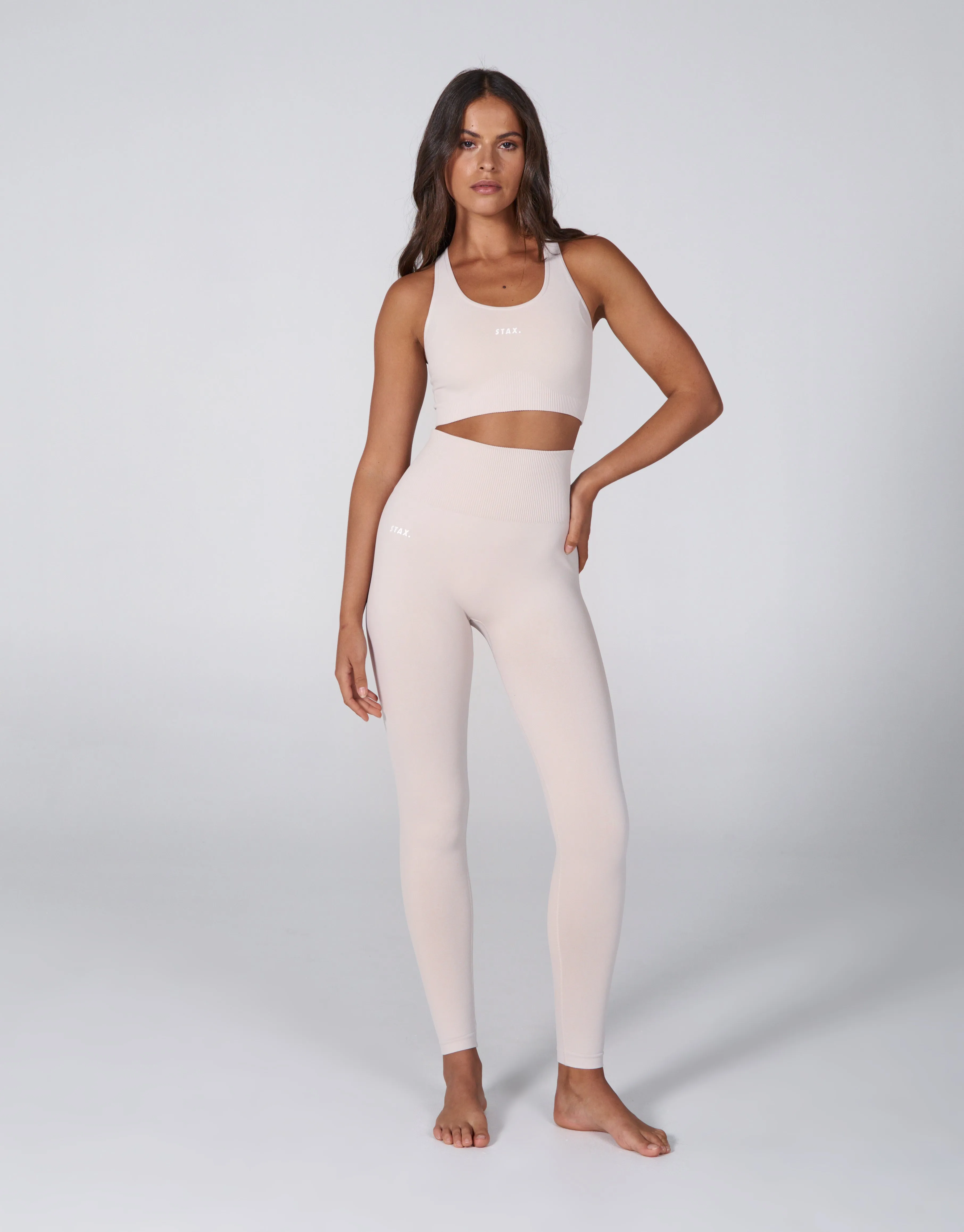 Premium Seamless Favourites Racer Crop - Bone