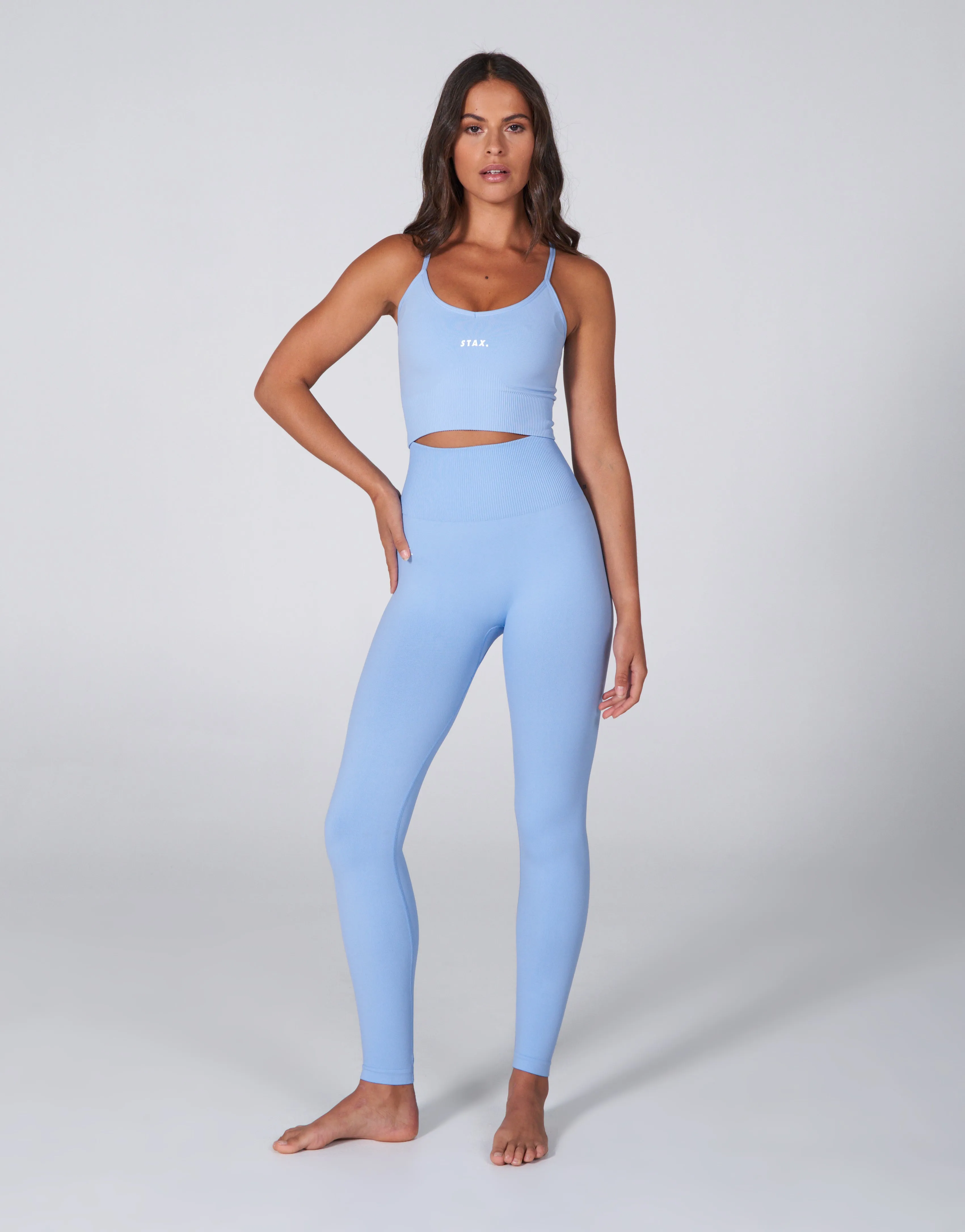 Premium Seamless Favourites Strappy Crop - Baby blue