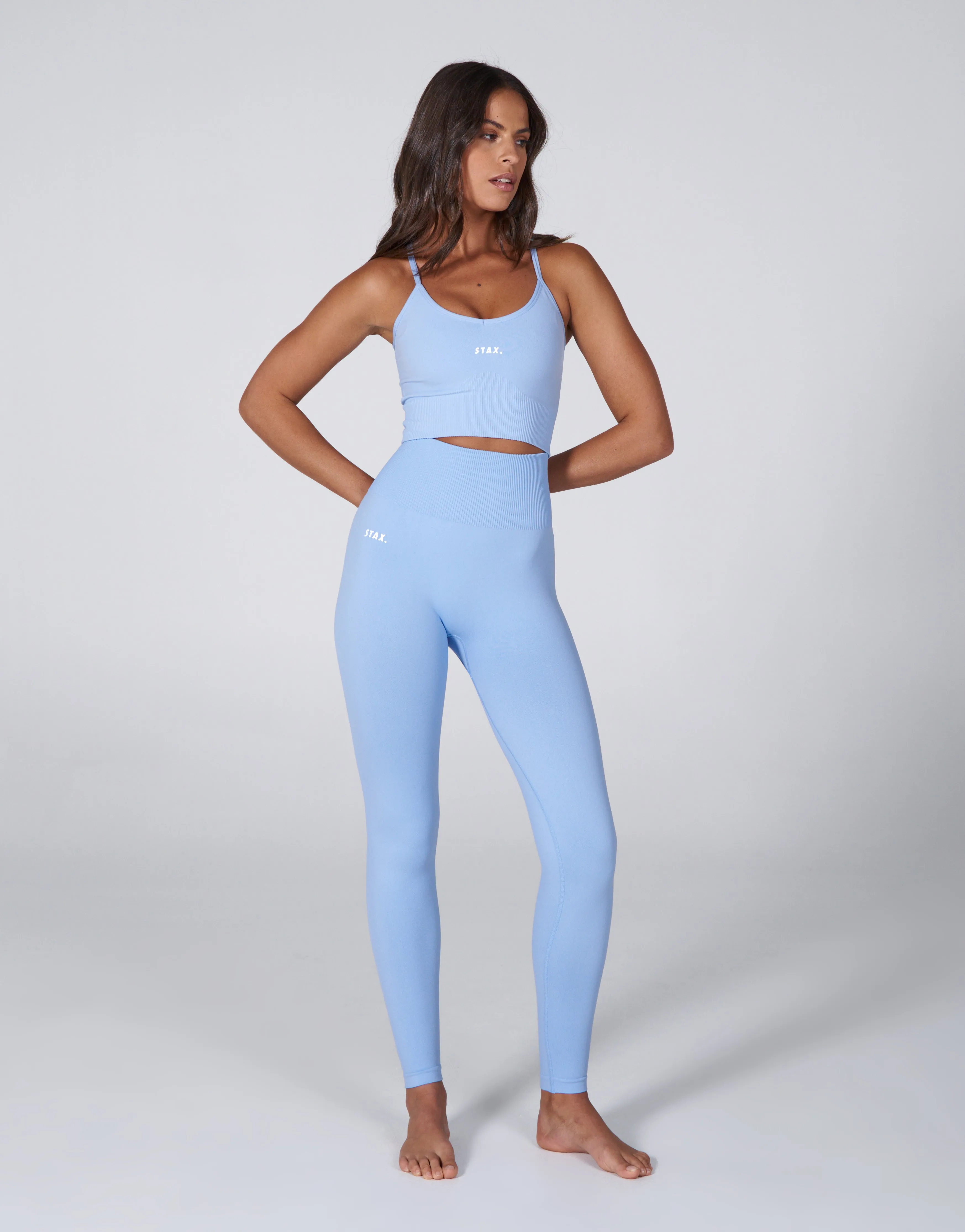 Premium Seamless Favourites Strappy Crop - Baby blue