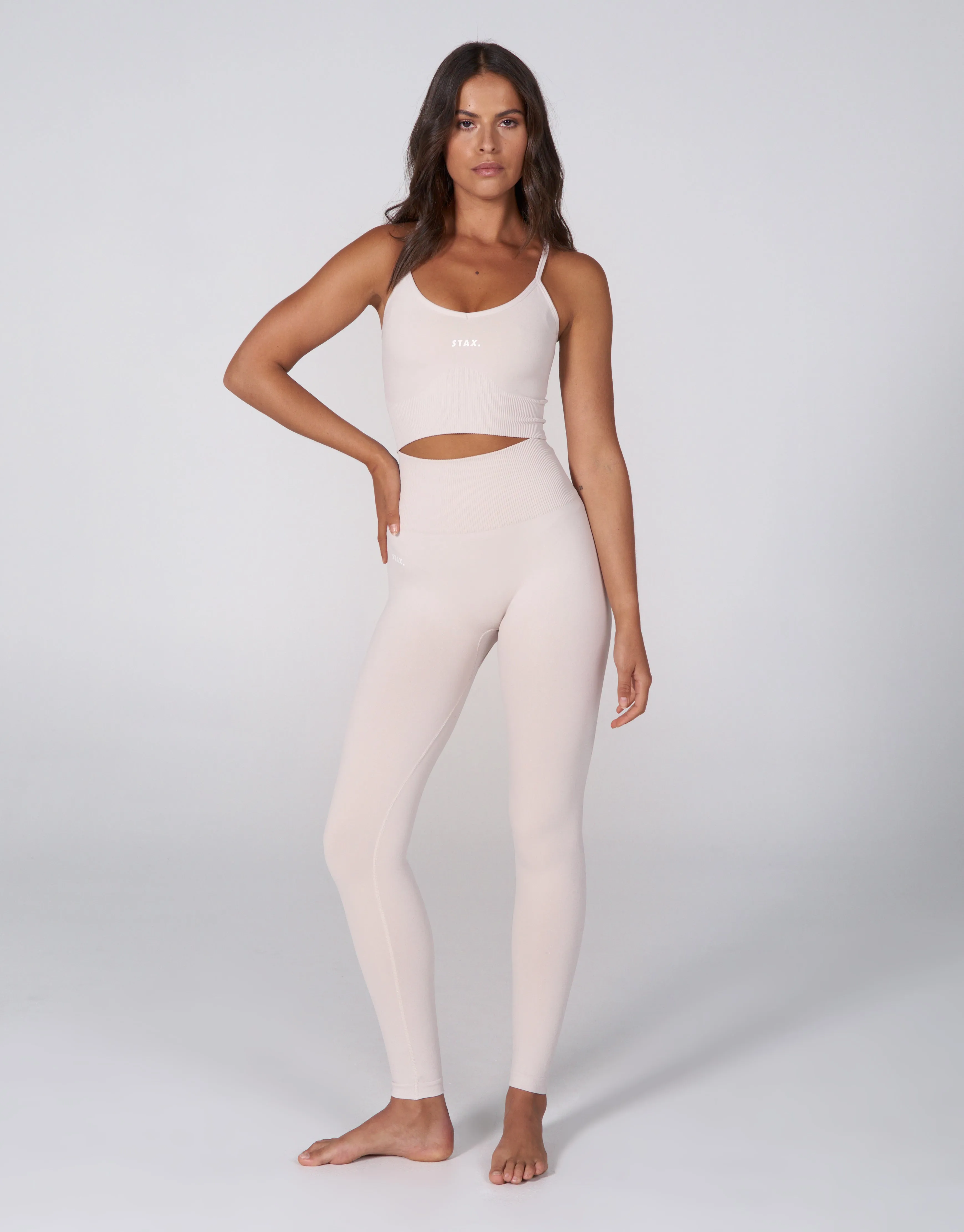 Premium Seamless Favourites Strappy Crop - Bone