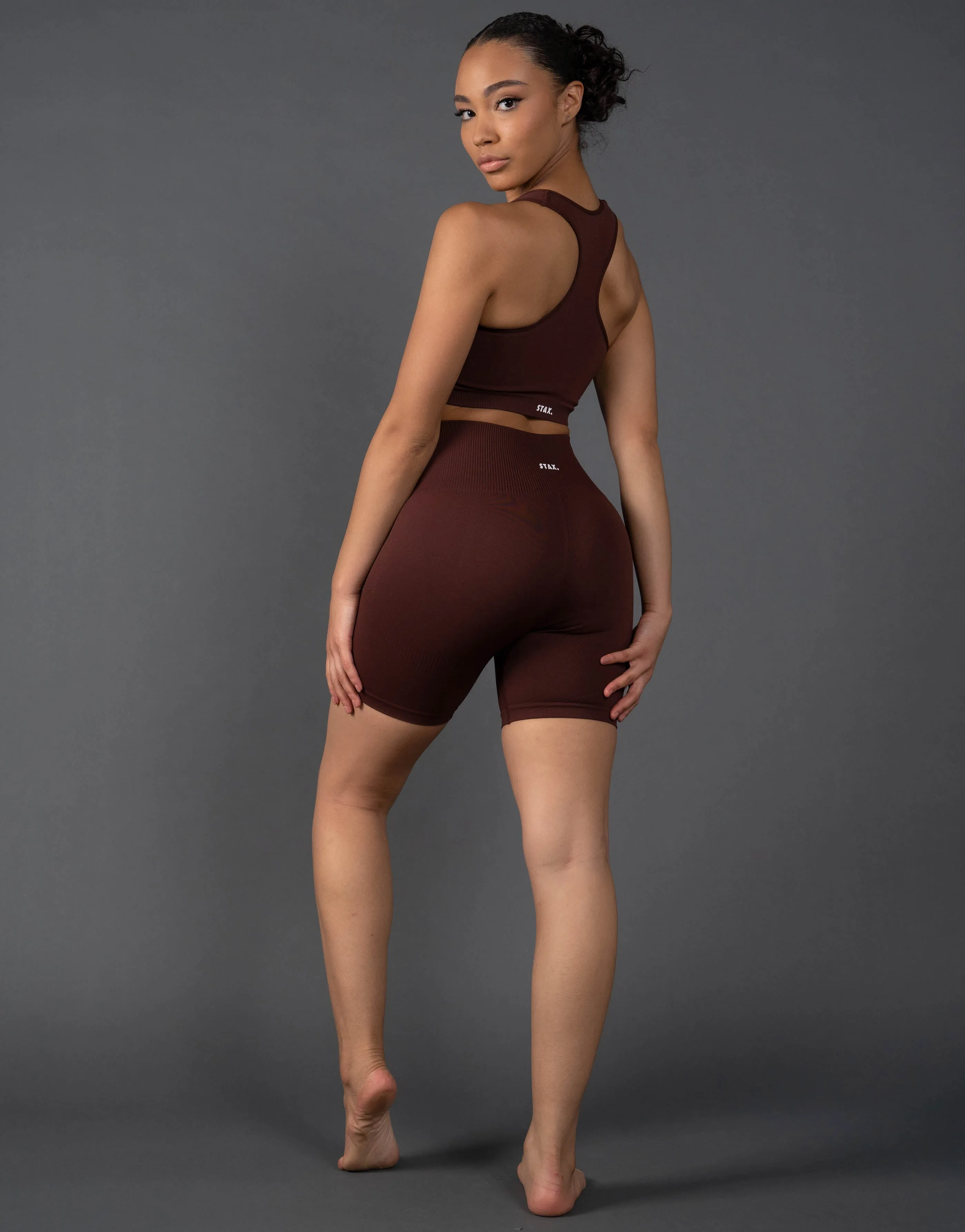 Premium Seamless Racer Crop V5.1 - Umber Brown