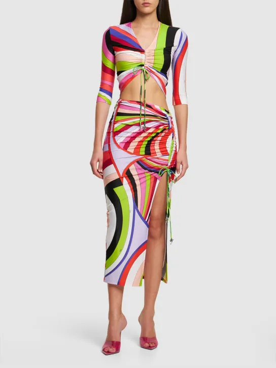 Pucci   Iride printed Lycra crop top 