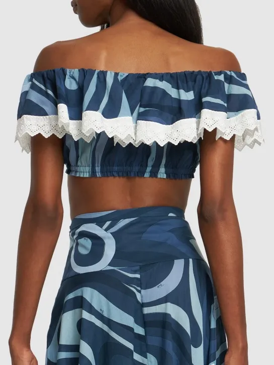 Pucci   Marmo printed cotton muslin crop top 