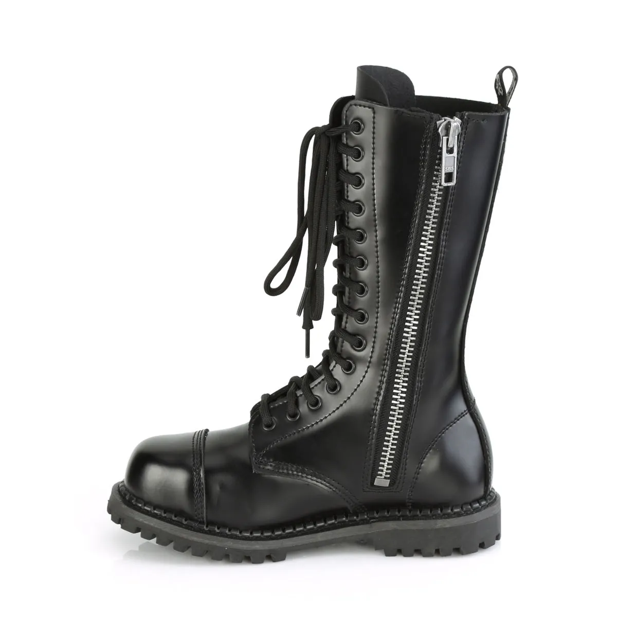 Riot Mid Calf Leather Combat Boots (Unisex)