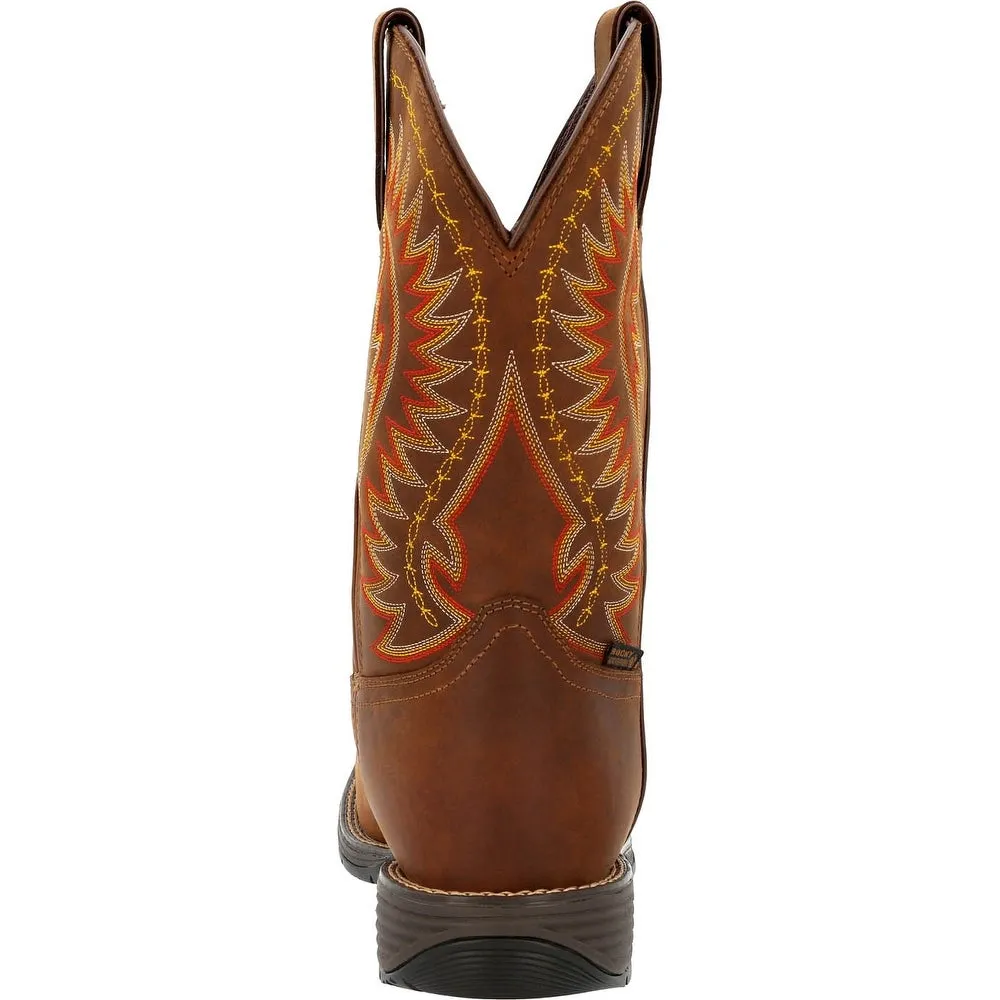 'Rocky' Men's 11" Rugged Trail EH WP Western Square Toe - Brown