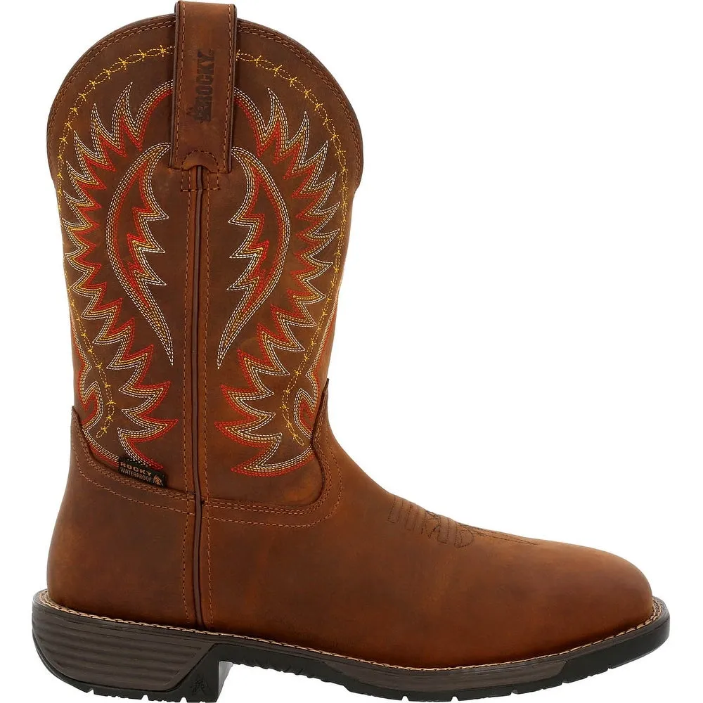 'Rocky' Men's 11" Rugged Trail EH WP Western Square Toe - Brown