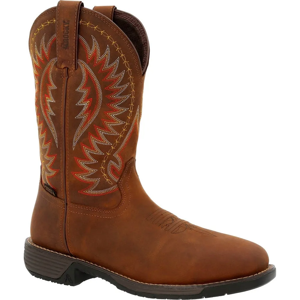 'Rocky' Men's 11" Rugged Trail EH WP Western Square Toe - Brown