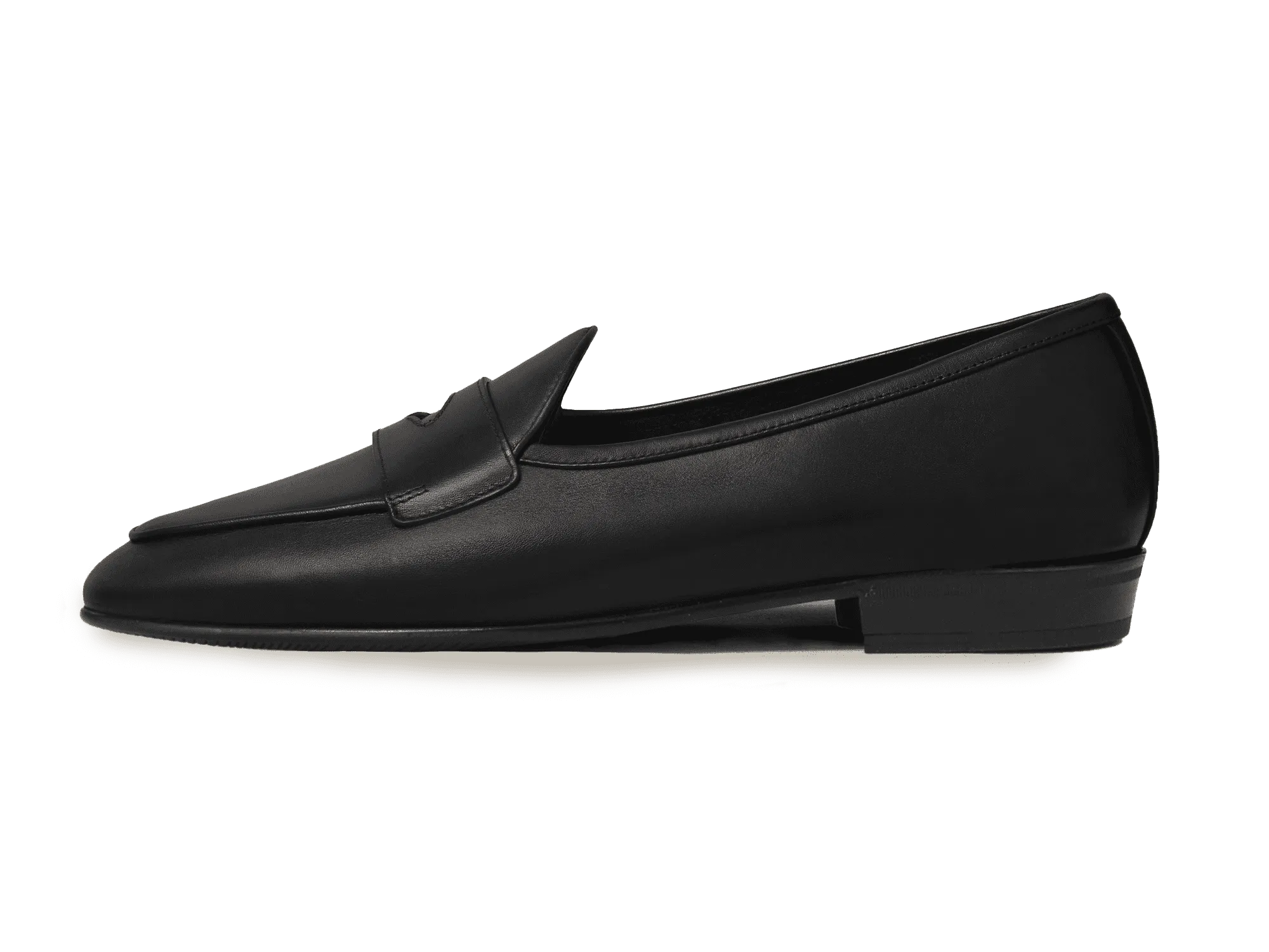 Sagan Classic Ginkgo Loafers in Black Drape Calf with Rubber Sole