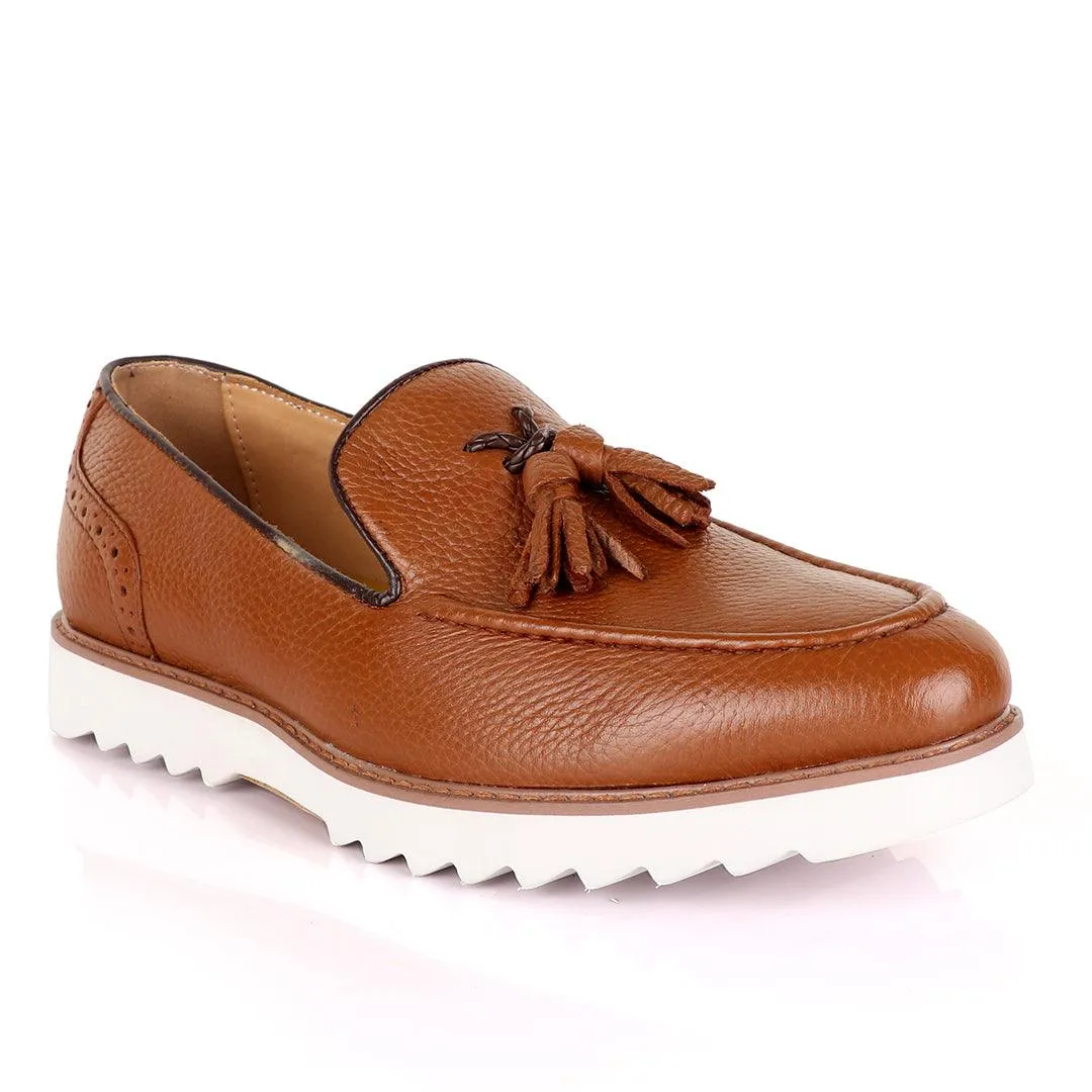 Salvatore Ferragamo Double Tassel Brown Loafers