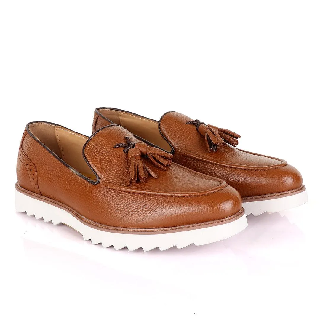 Salvatore Ferragamo Double Tassel Brown Loafers