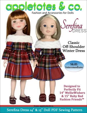 Serefina Dress Sewing Pattern for 14 Inch and 15 Inch Dolls