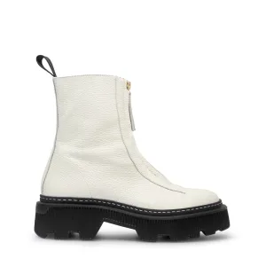 Shane Off White Front Zip Leather Boots