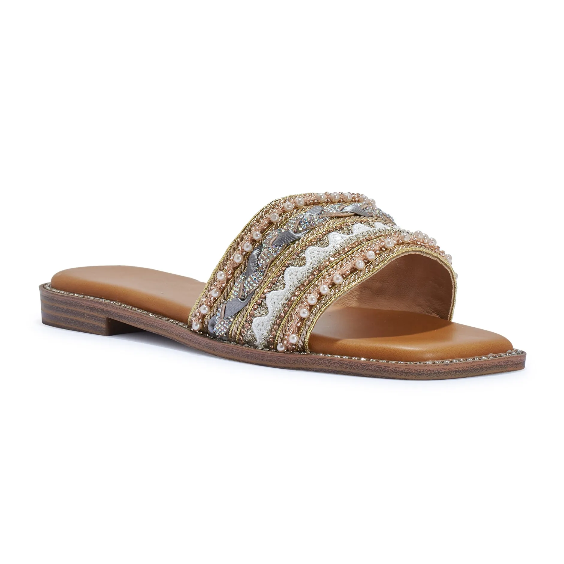 SHEBANA NUDE EMBELLISHED SLIDERS