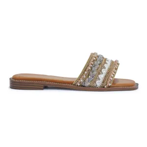 SHEBANA NUDE EMBELLISHED SLIDERS