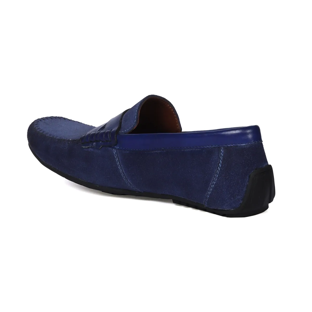 Silhouette Driver Sole Loafer in Blue Suede Leather