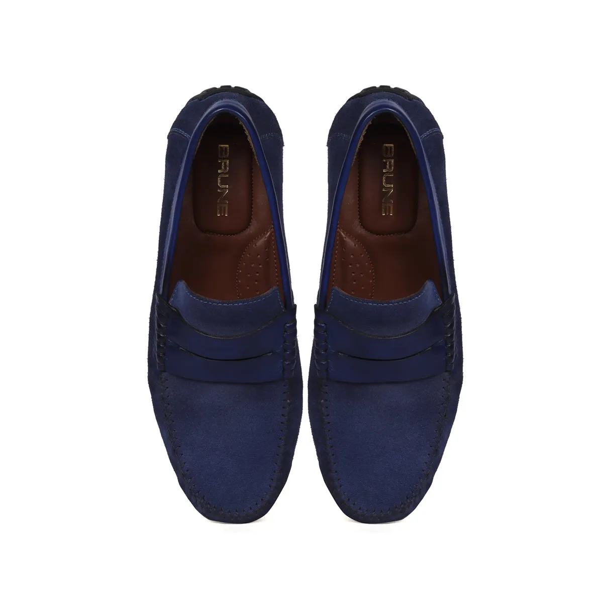 Silhouette Driver Sole Loafer in Blue Suede Leather