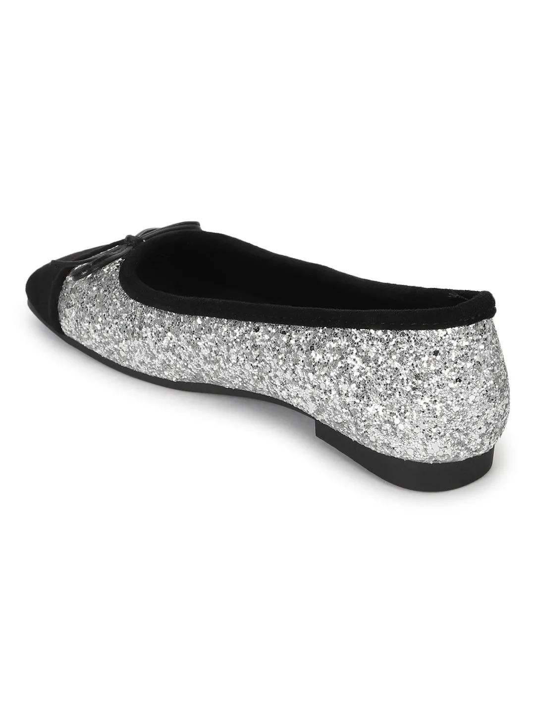 Silver Suede Embellished Ballerina (TC-RS3645-SIL)