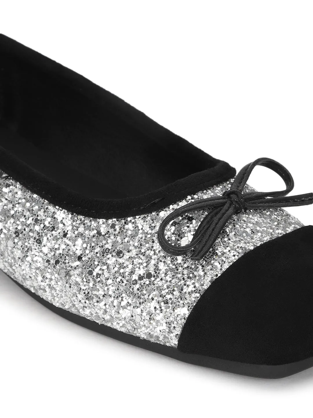 Silver Suede Embellished Ballerina (TC-RS3645-SIL)