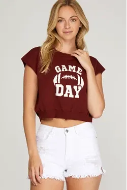 Solid Crop Gameday Sweater