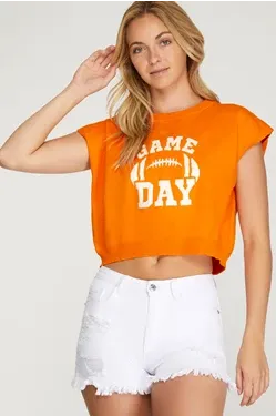 Solid Crop Gameday Sweater