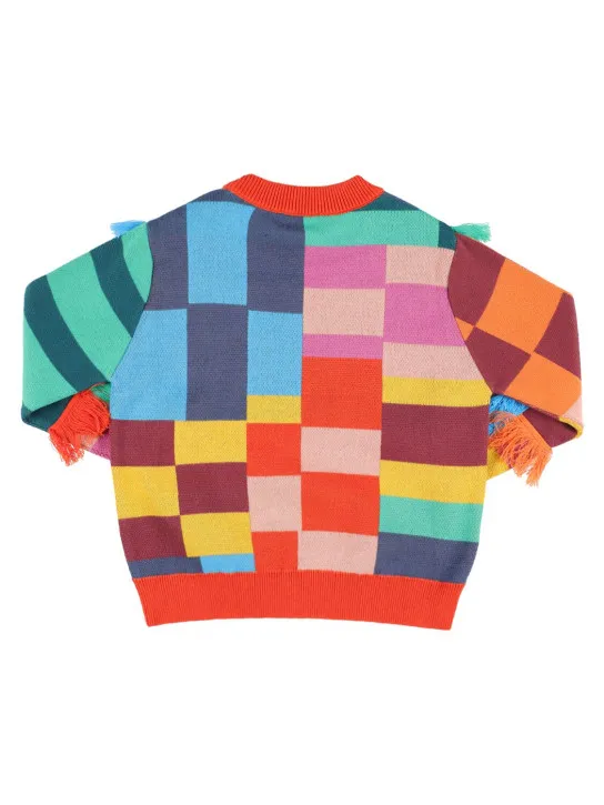 Stella McCartney Kids   Color block organic cotton knit sweater 