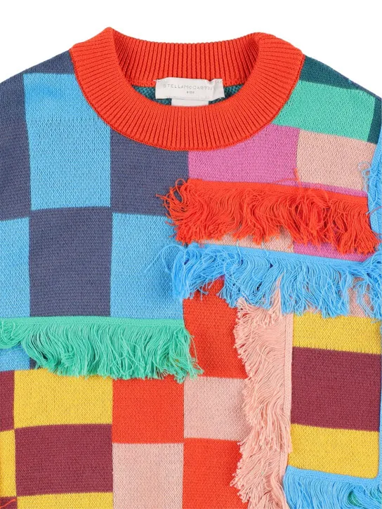 Stella McCartney Kids   Color block organic cotton knit sweater 