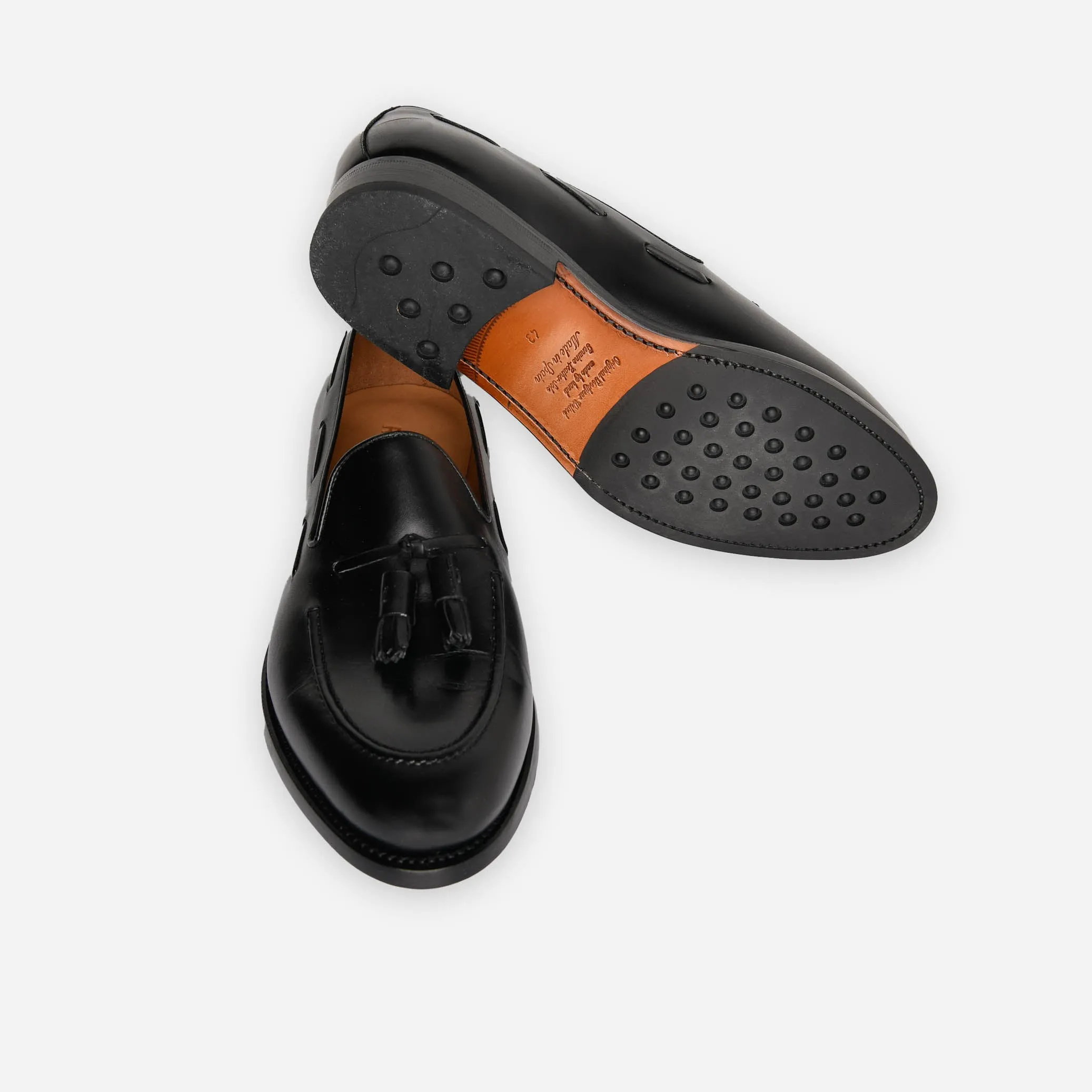 Tassel loafers - svart leður