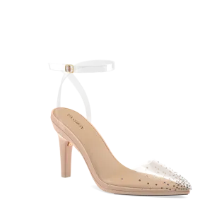 The D'Orsay - Sand Transparent Rhinestone   Stiletto Heel Kit 4 Sand