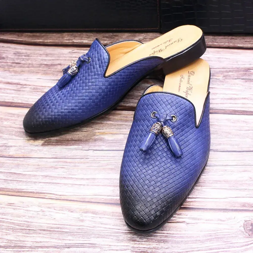 The Momo - Luxury leather tassel men's mules/backless loafers