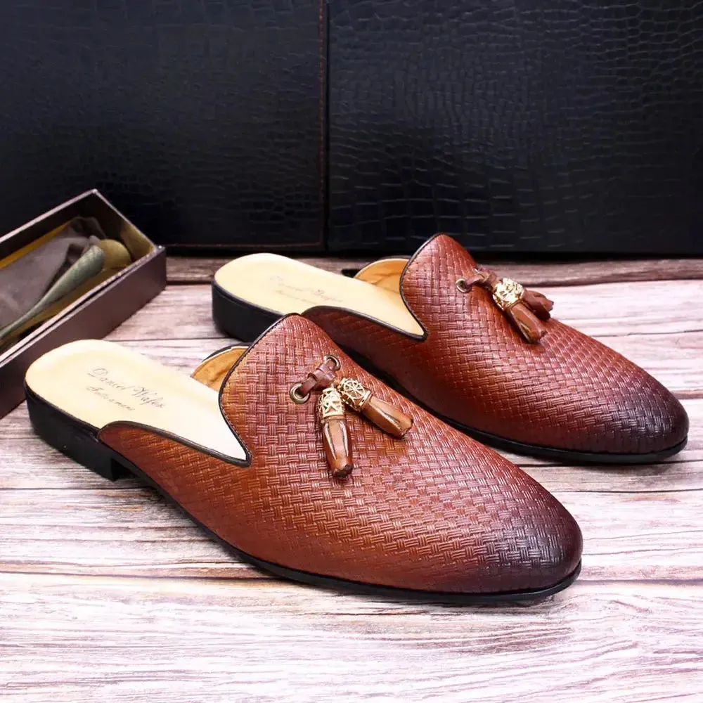 The Momo - Luxury leather tassel men's mules/backless loafers