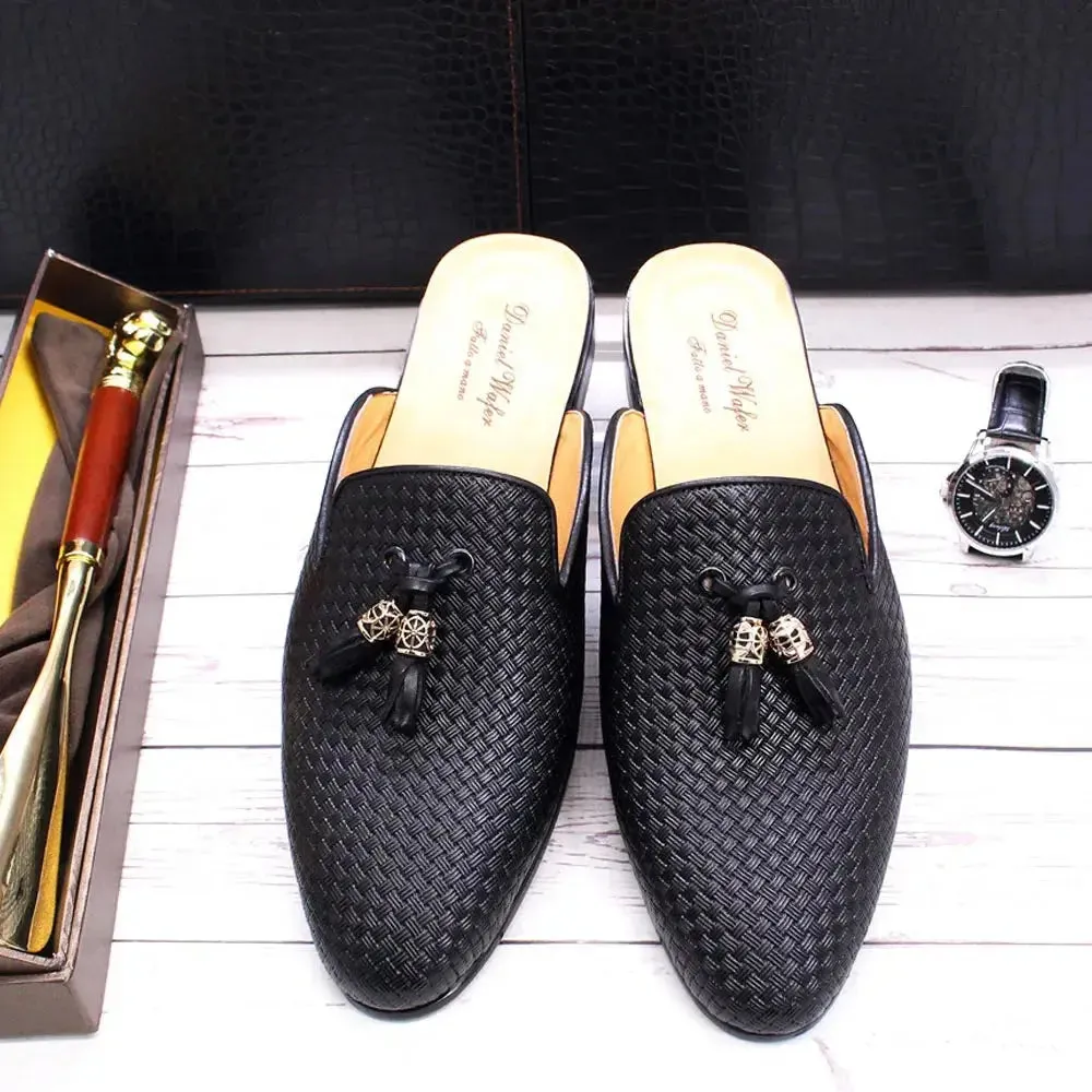 The Momo - Luxury leather tassel men's mules/backless loafers