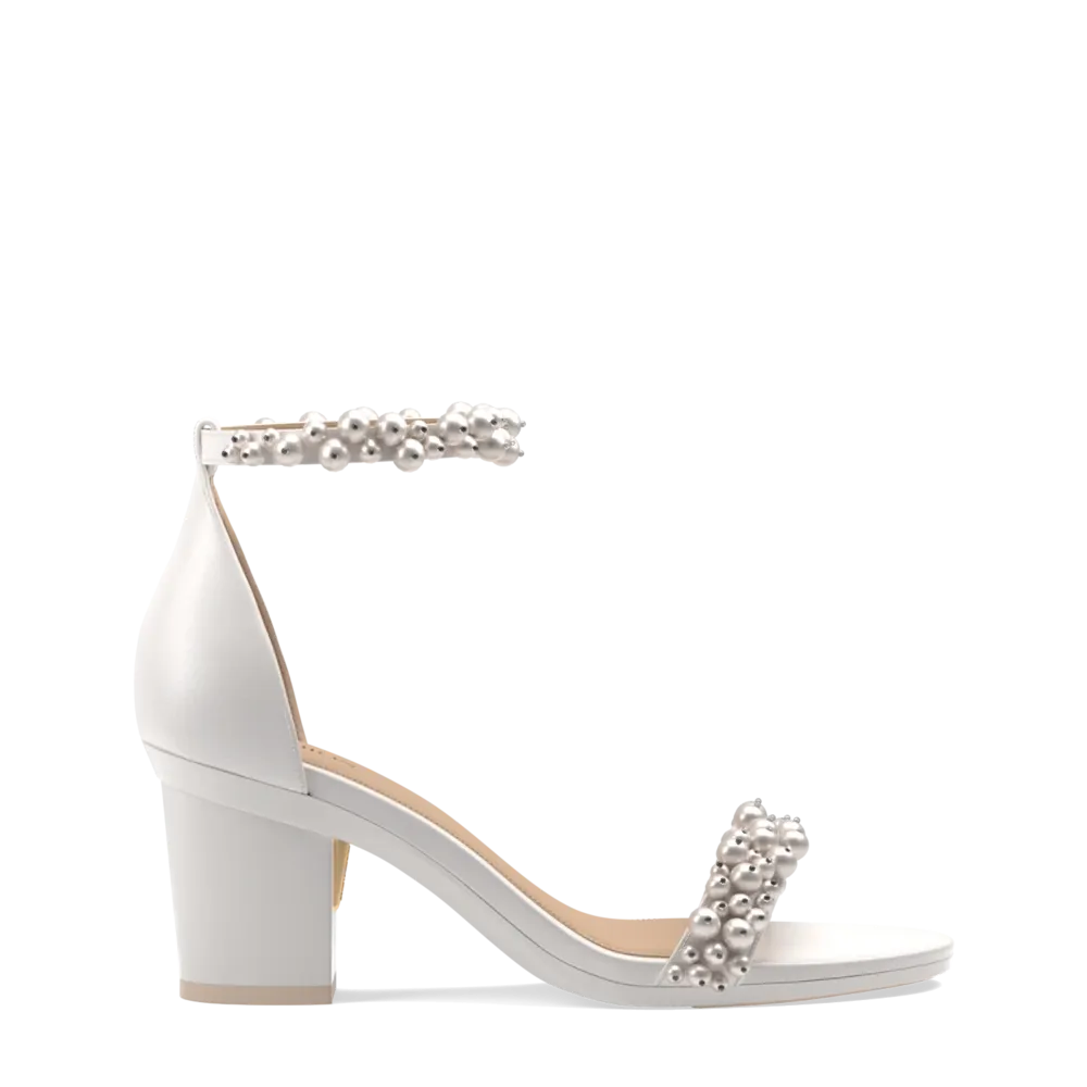 The Pashionista - White Satin Pearl   Block Heel Kit 3 White