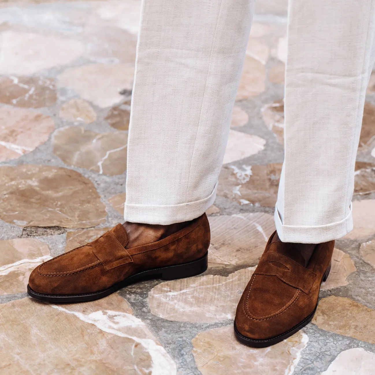 The Penny Loafer - Medium Brown Suede